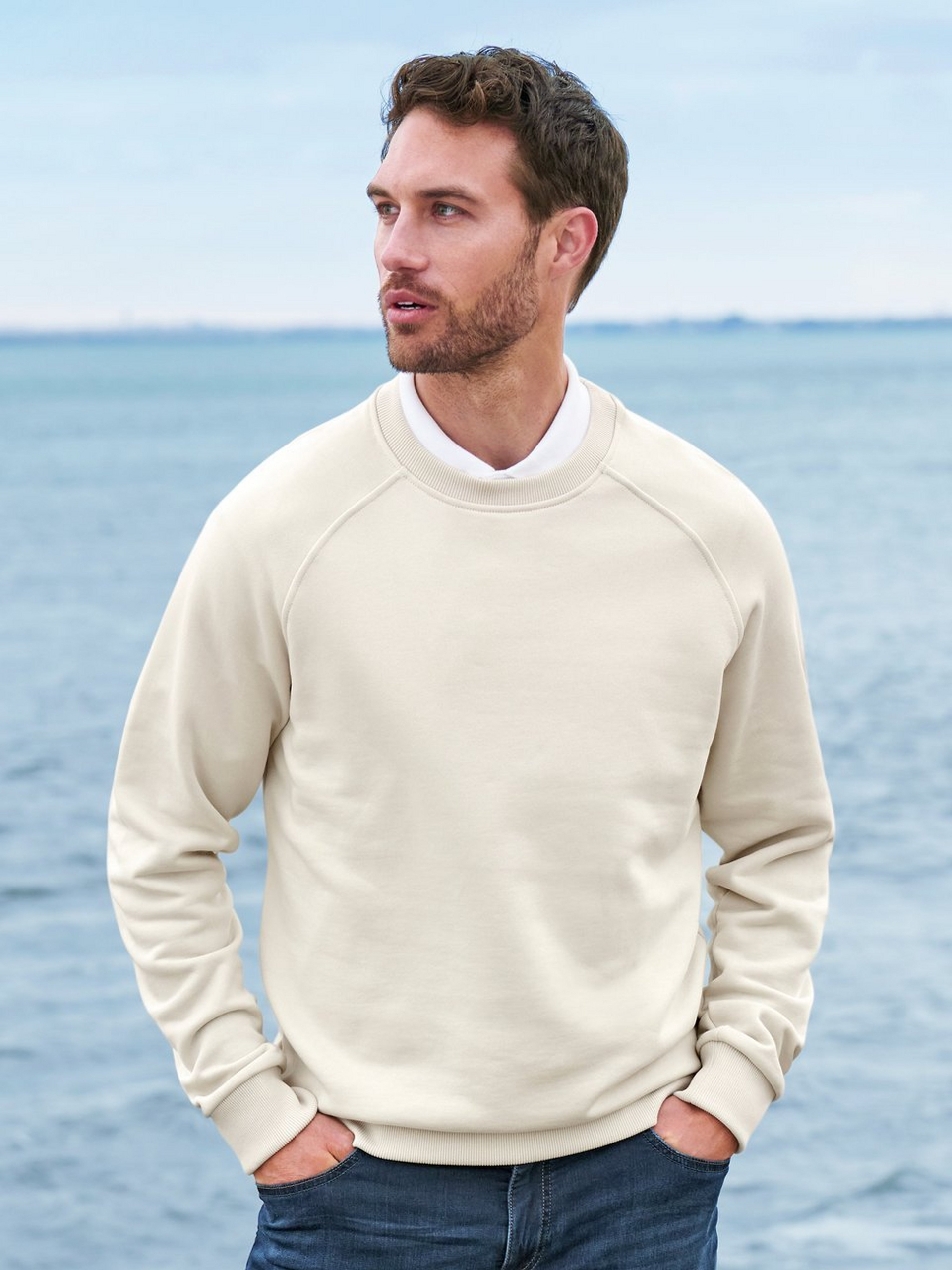 Sweatshirt 100% katoen raglanmouwen Van Louis Sayn beige