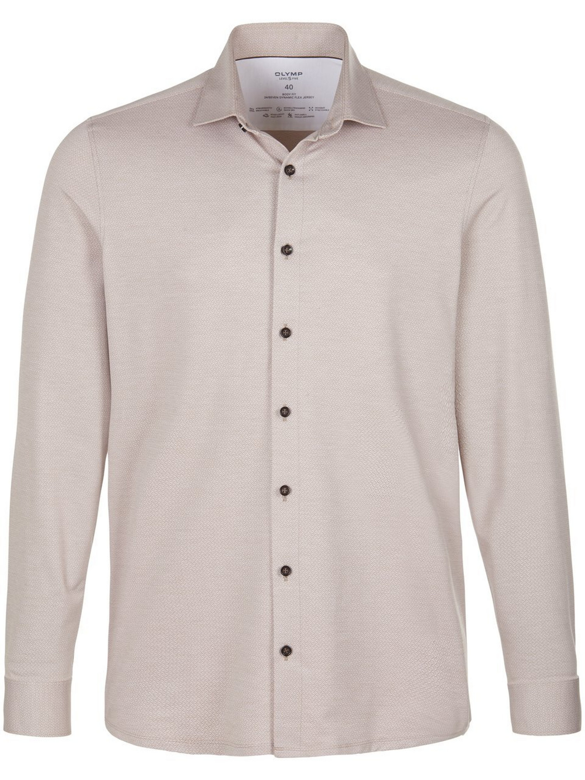 Jersey overhemd kentkraag Van OLYMP Level 5 Five beige