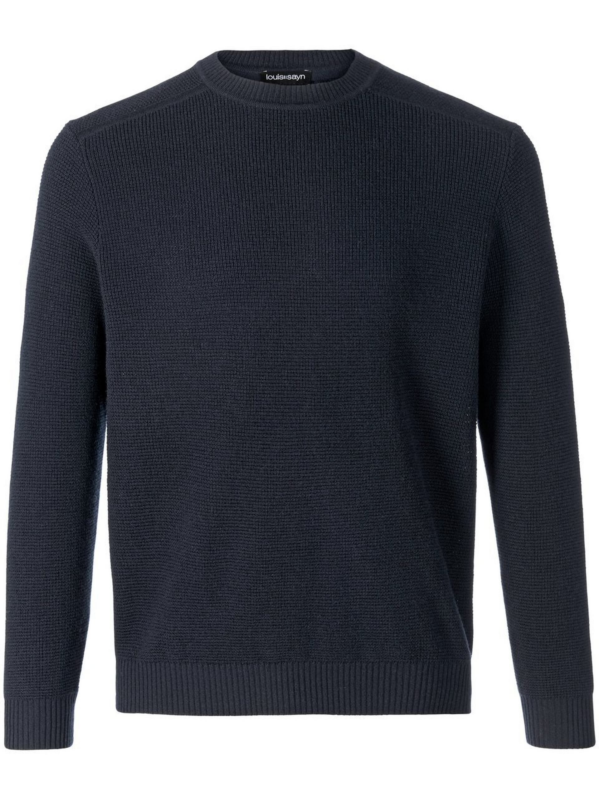 Trui 100% scheerwol ronde hals Van Louis Sayn blauw