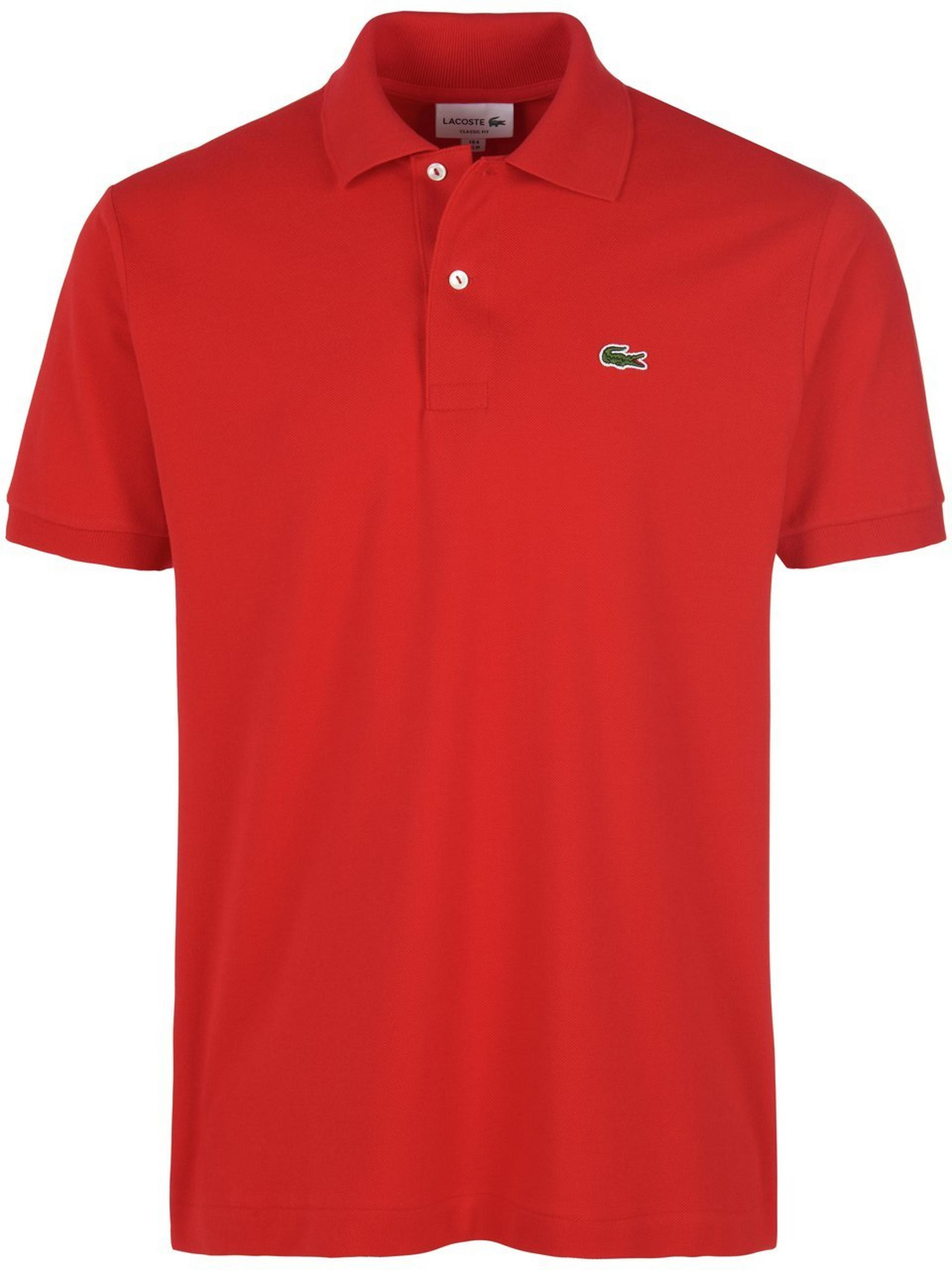 Poloshirt 100% katoen model L1212 Van Lacoste rood