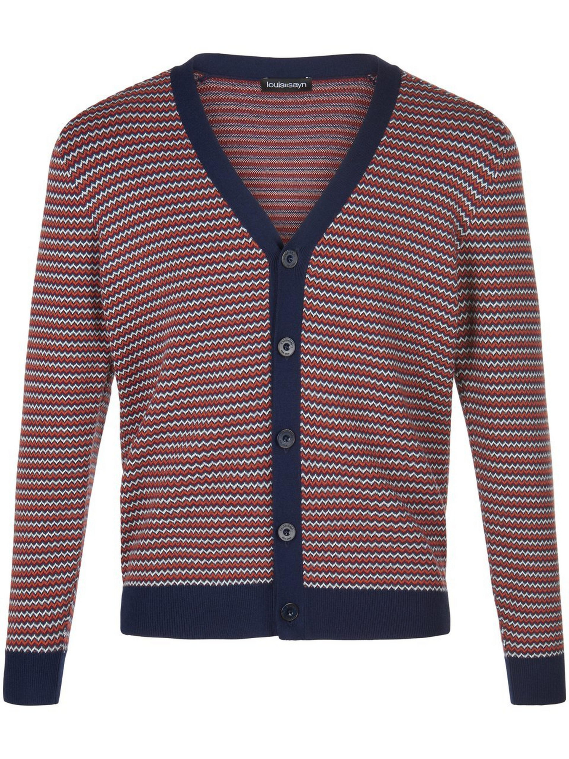 Cardigan V-hals en streepdessin Van Louis Sayn blauw
