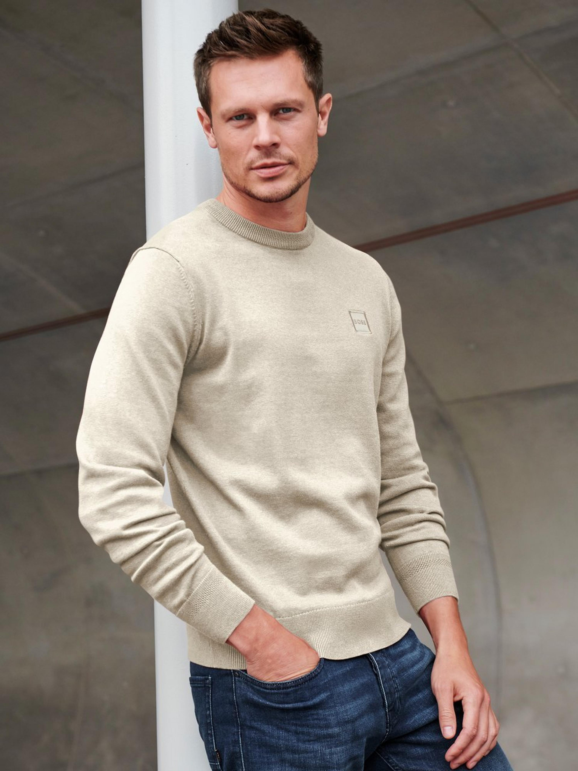 Trui ronde hals Van BOSS beige