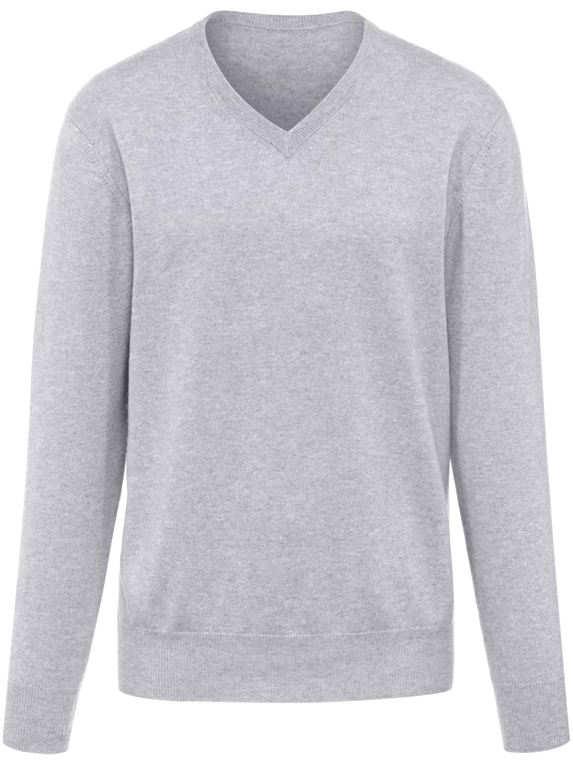 Trui V-hals 100% premium-kasjmier Van Peter Hahn Cashmere grijs