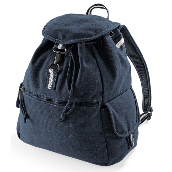 Quadra Vintage Canvas Rugzak - Blauw - 18 liter - 36 x 30 x 16 cm - Schooltas - rugtas