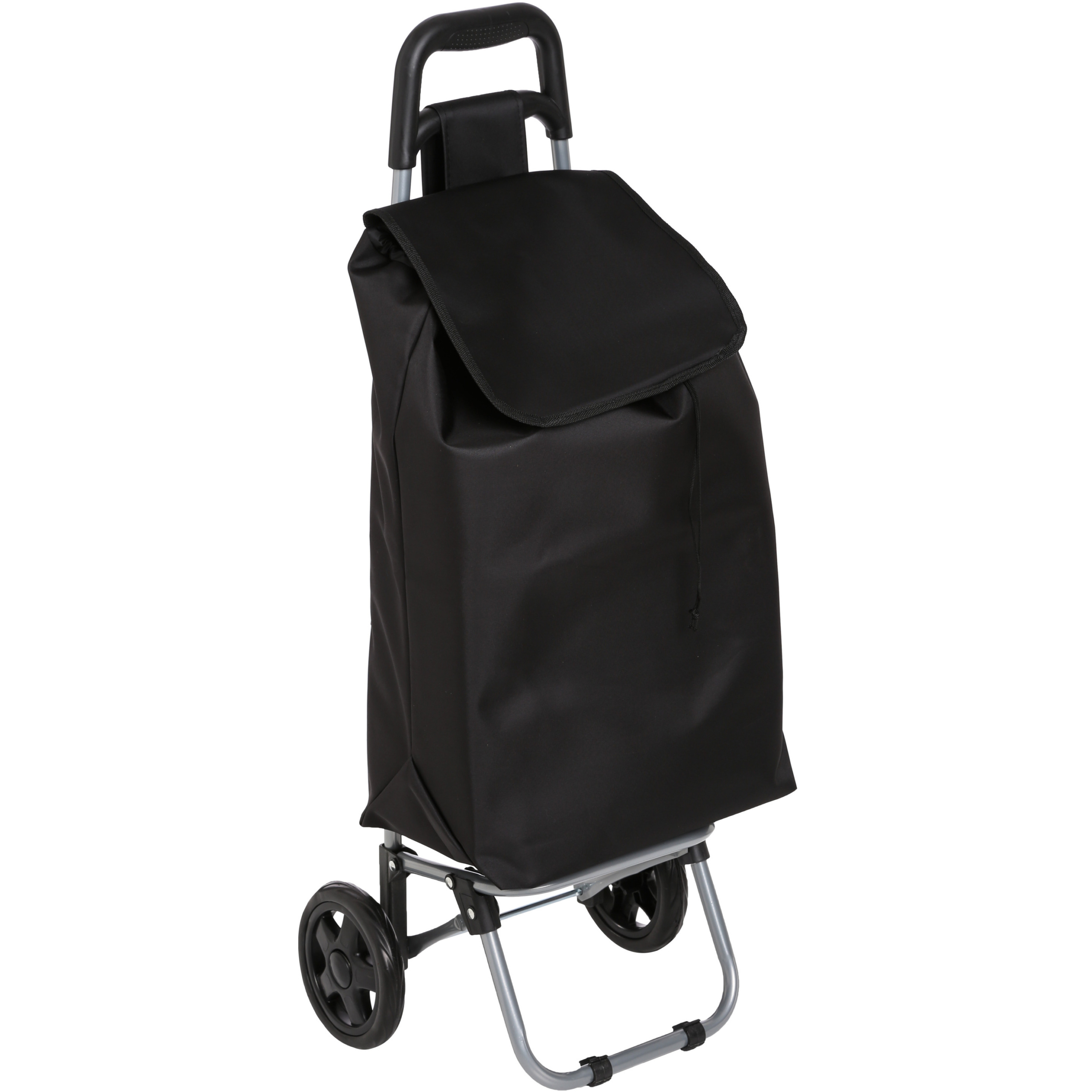 Boodschappen trolley tas - inhoud 30 liter - zwart - met wielen - 35 x 28 x 92 cm