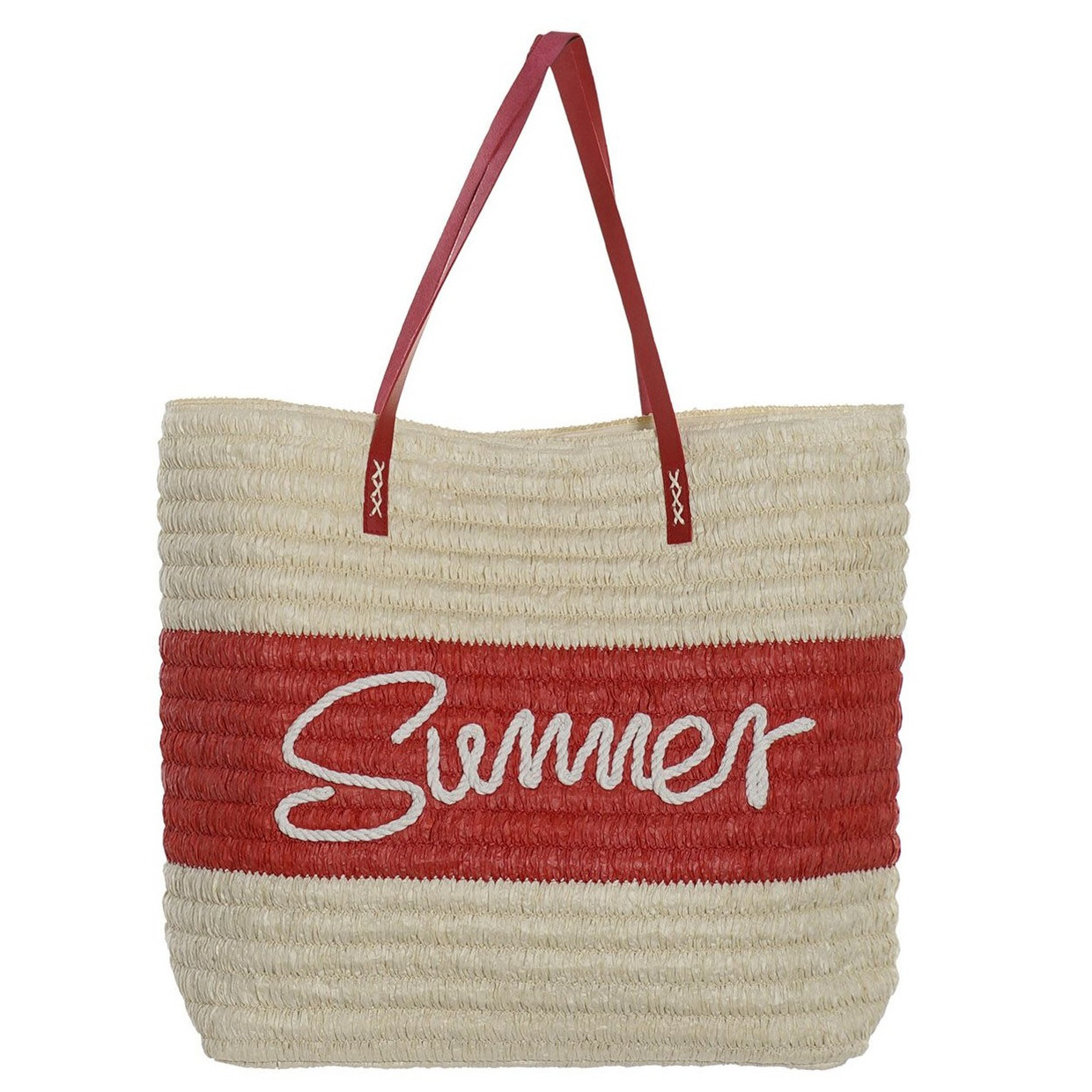 ITEM Strandtas - summer - rood/beige - 38x40 cm - polyester - magneetsluiting