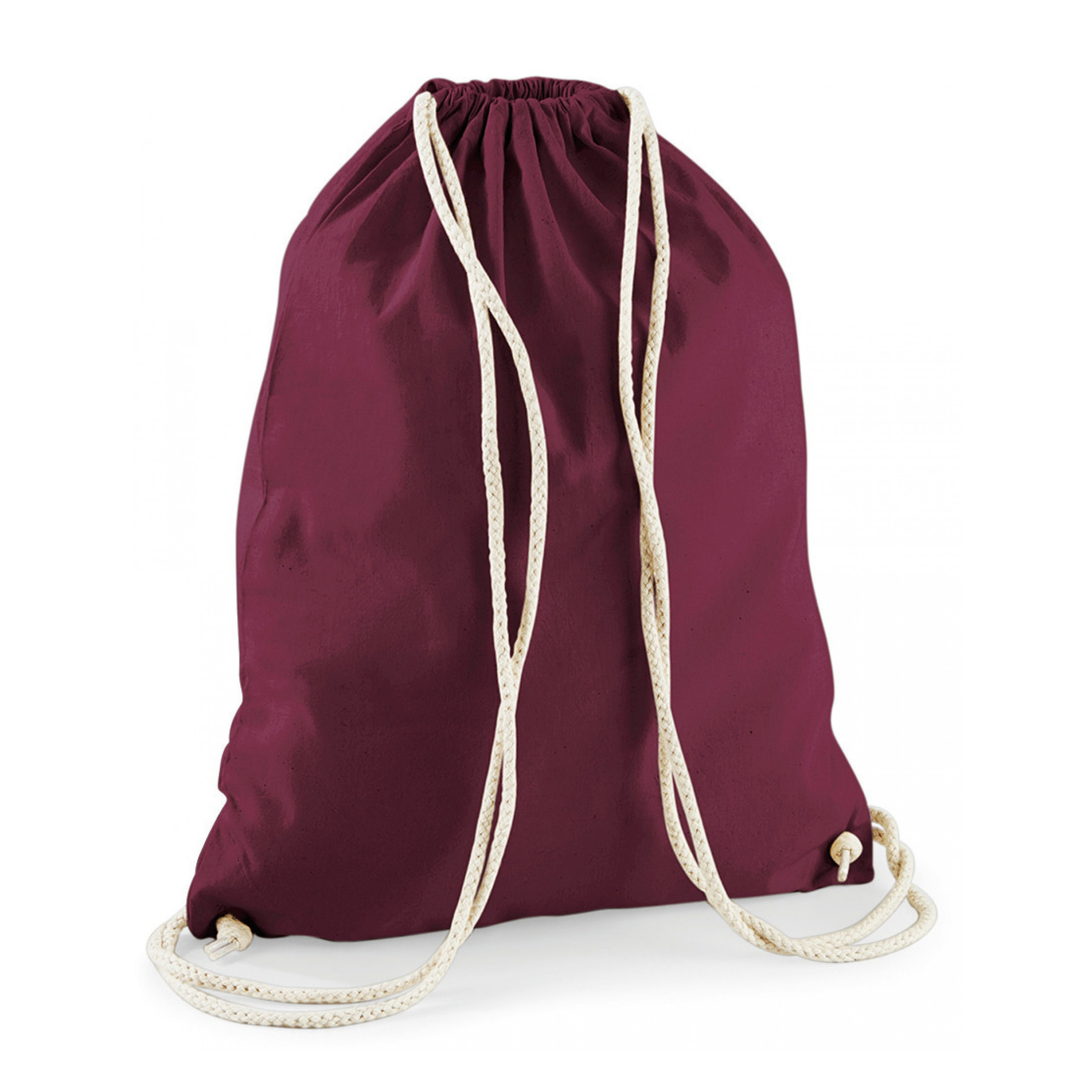 Gymtas sport/zwemmen - rugzak - bordeaux rood - met rijgkoord - 46x37 cm - katoen - 12 liter