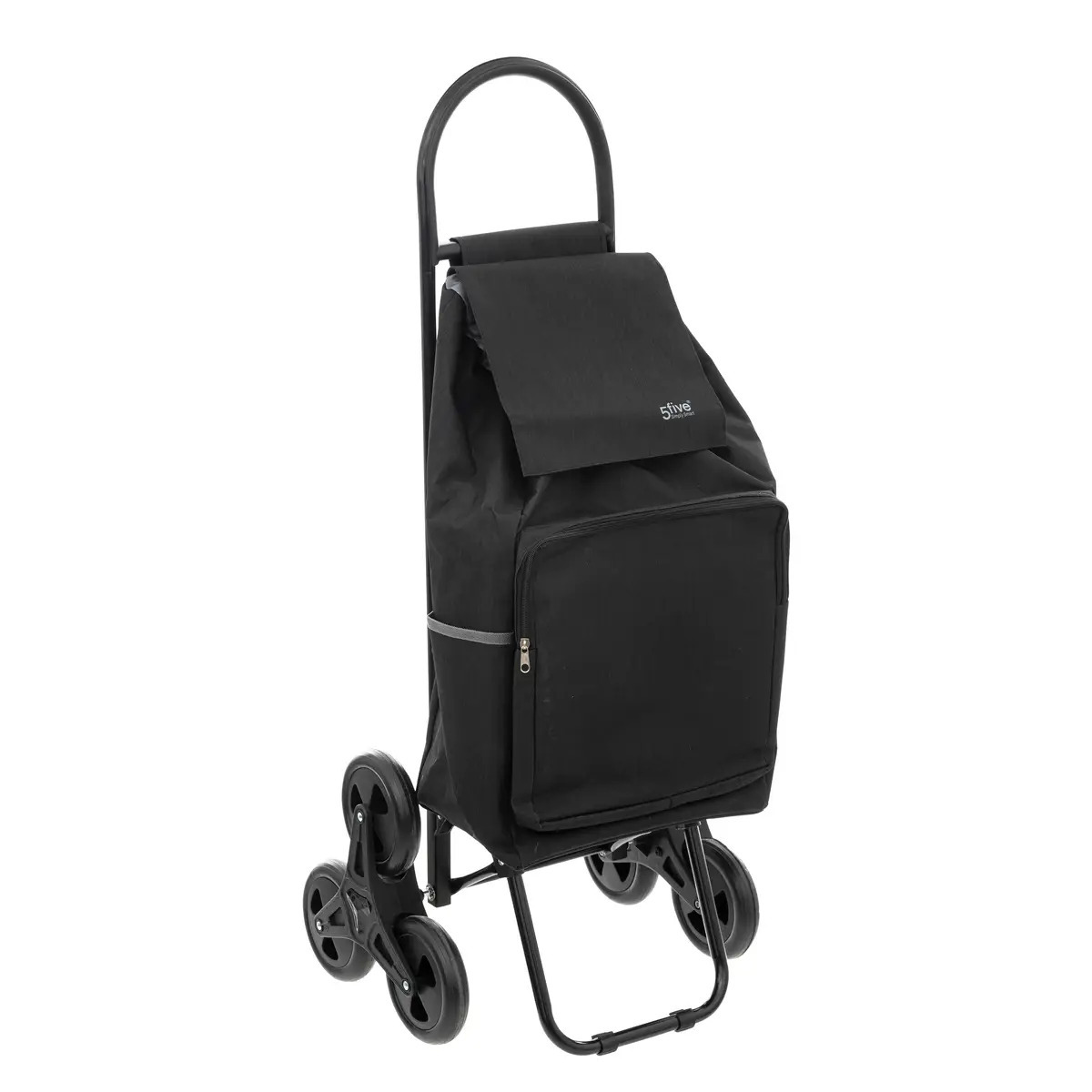 Boodschappen trolley tas met trapwielen - inhoud 40 liter - zwart - 43 x 36 x 99 cm