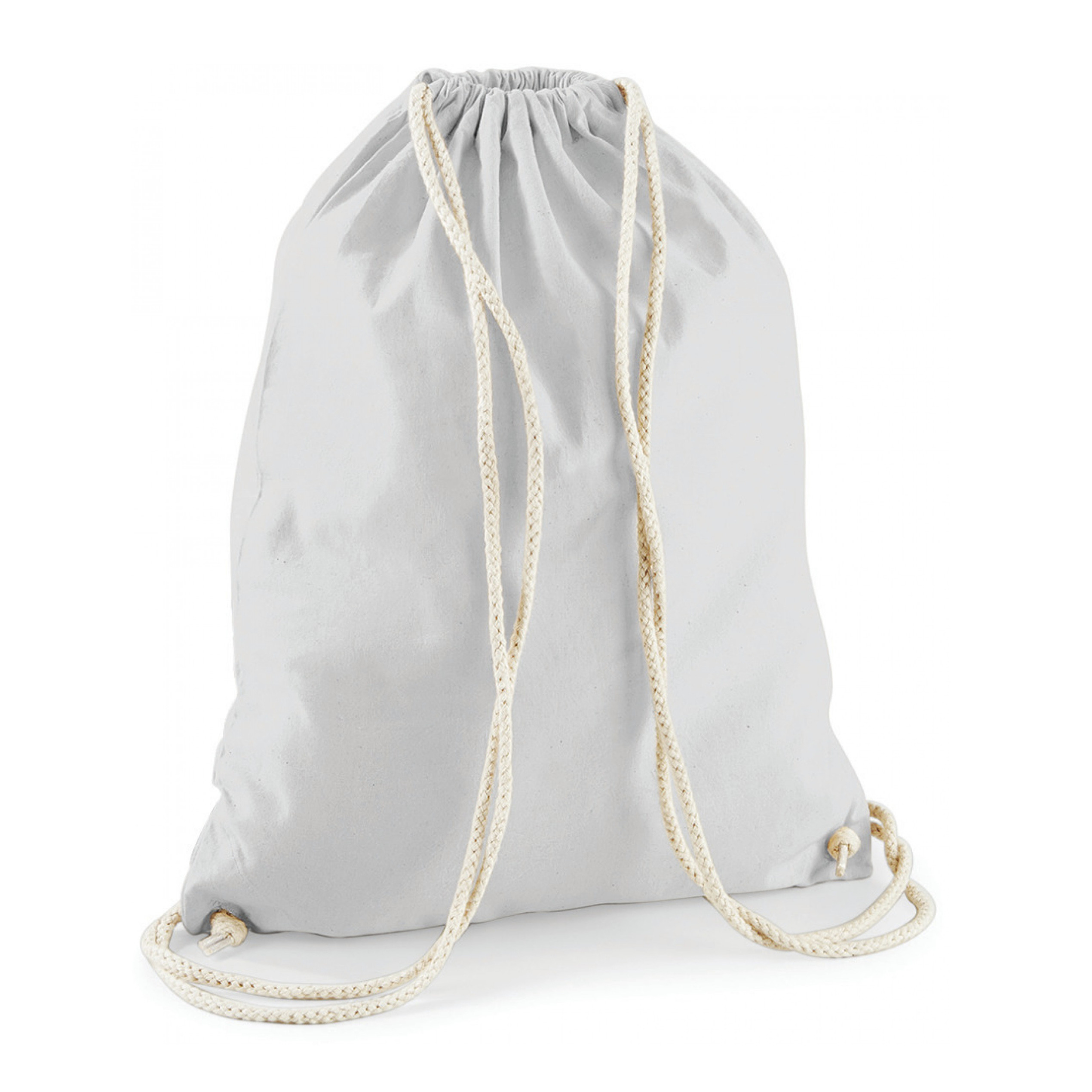 Gymtas sport/zwemmen - rugzak - lichtgrijs - met rijgkoord - 46x37 cm - katoen - 12 liter