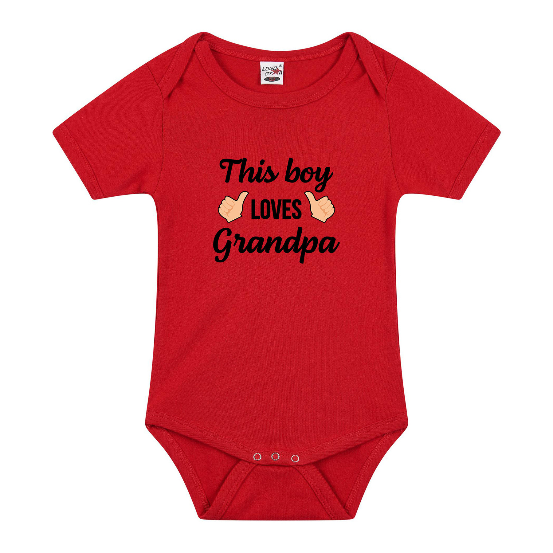 This boy loves grandpa cadeau baby rompertje rood jongens