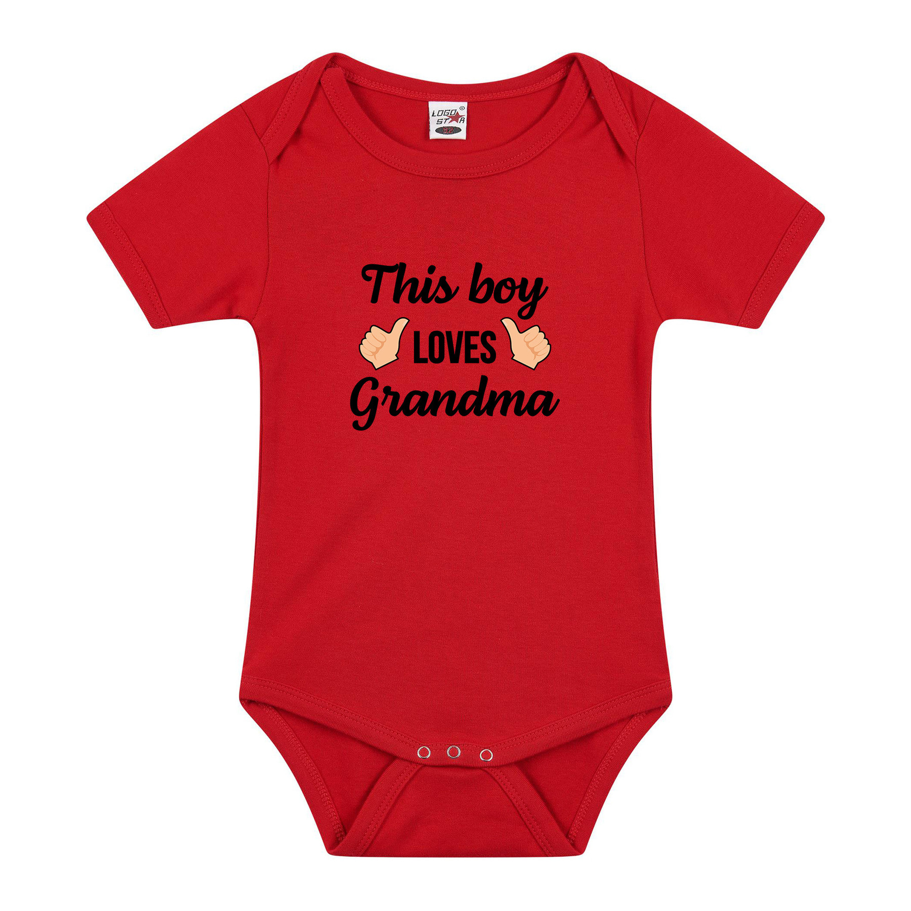 This boy loves grandma cadeau baby rompertje rood jongens
