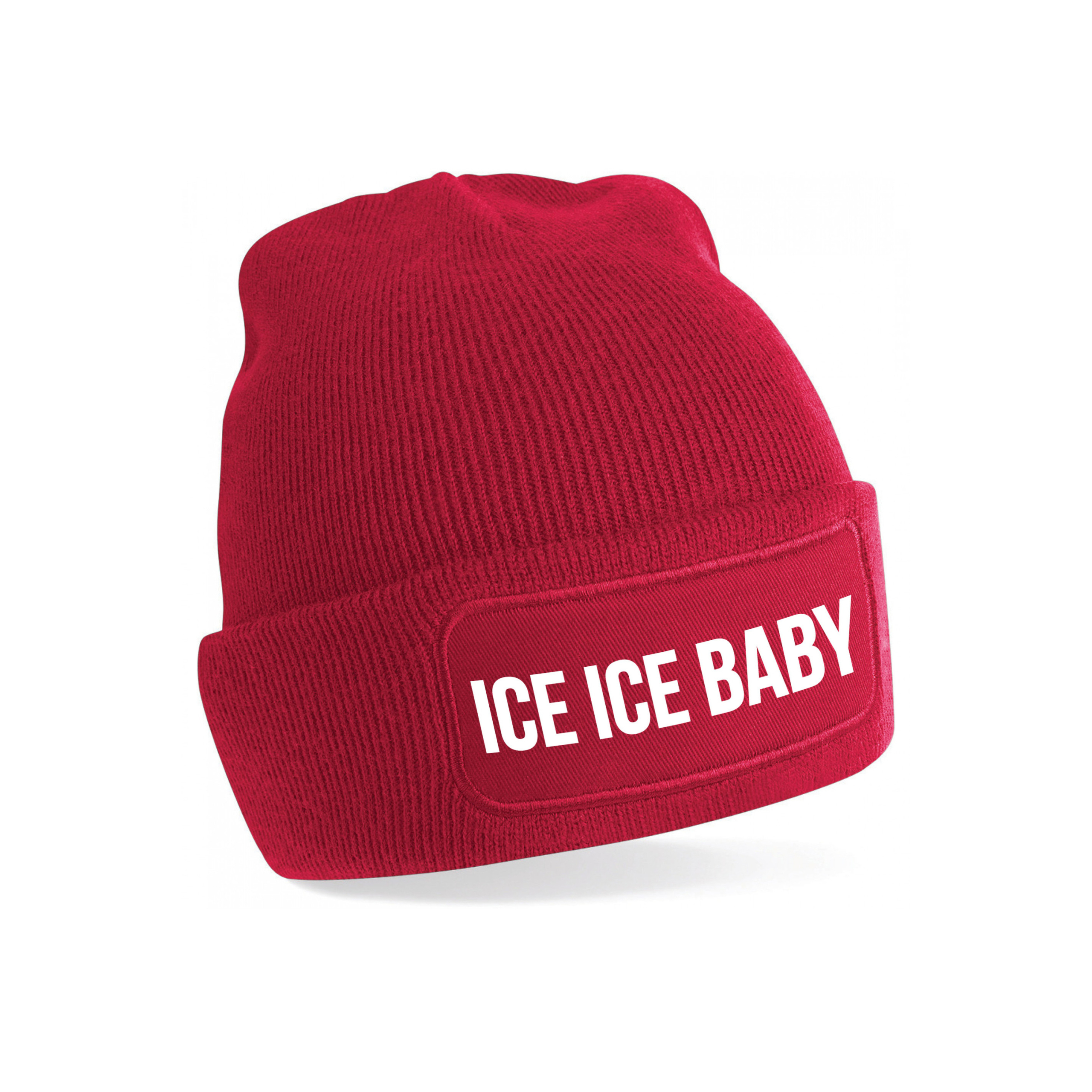 Ice ice baby - wintermuts - unisex - one size - rood - mutsen met coole tekst