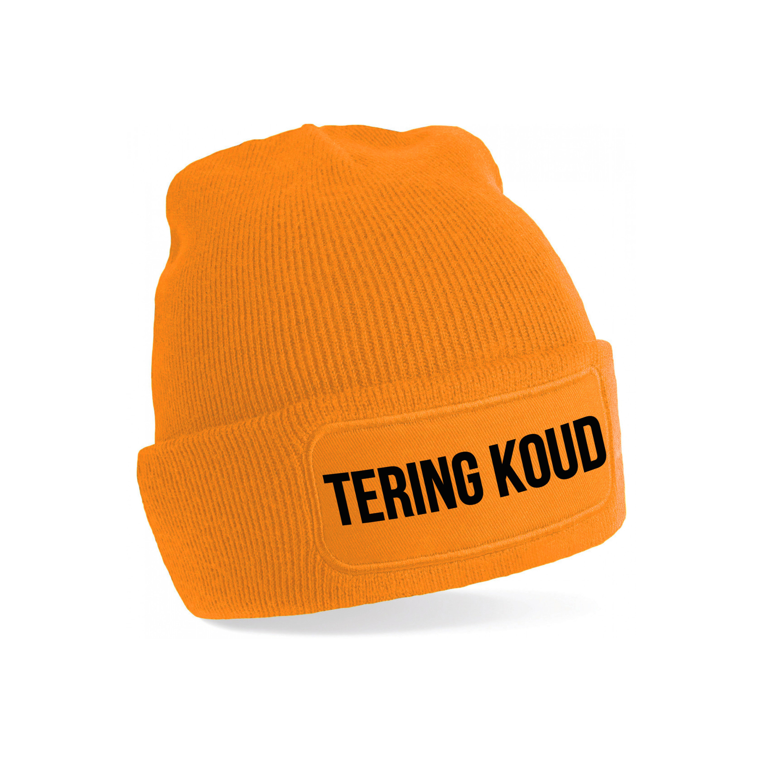 Muts met tekst - Tering Koud - unisex - one size - oranje - wintermuts - apres-ski muts