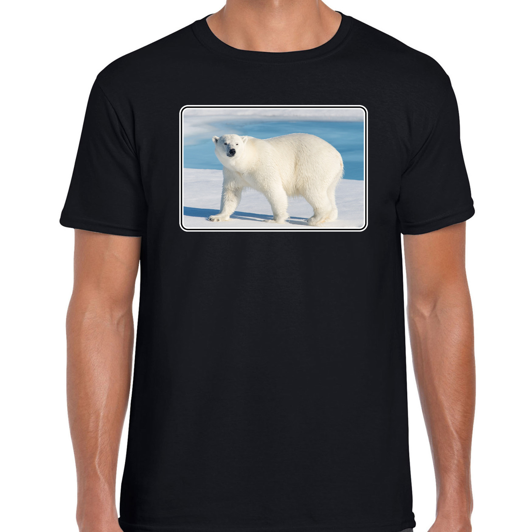 Dieren t-shirt met ijsberen foto zwart voor heren