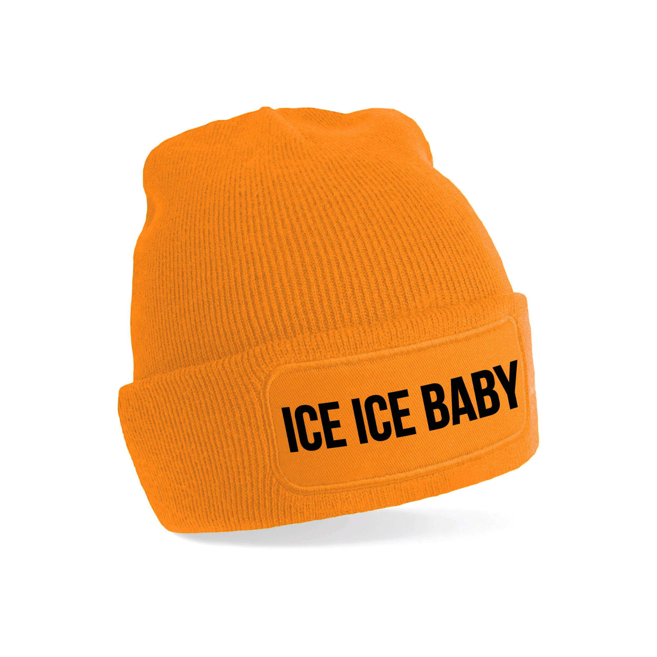 Ice ice baby - wintermuts - unisex - one size - oranje - mutsen met coole tekst