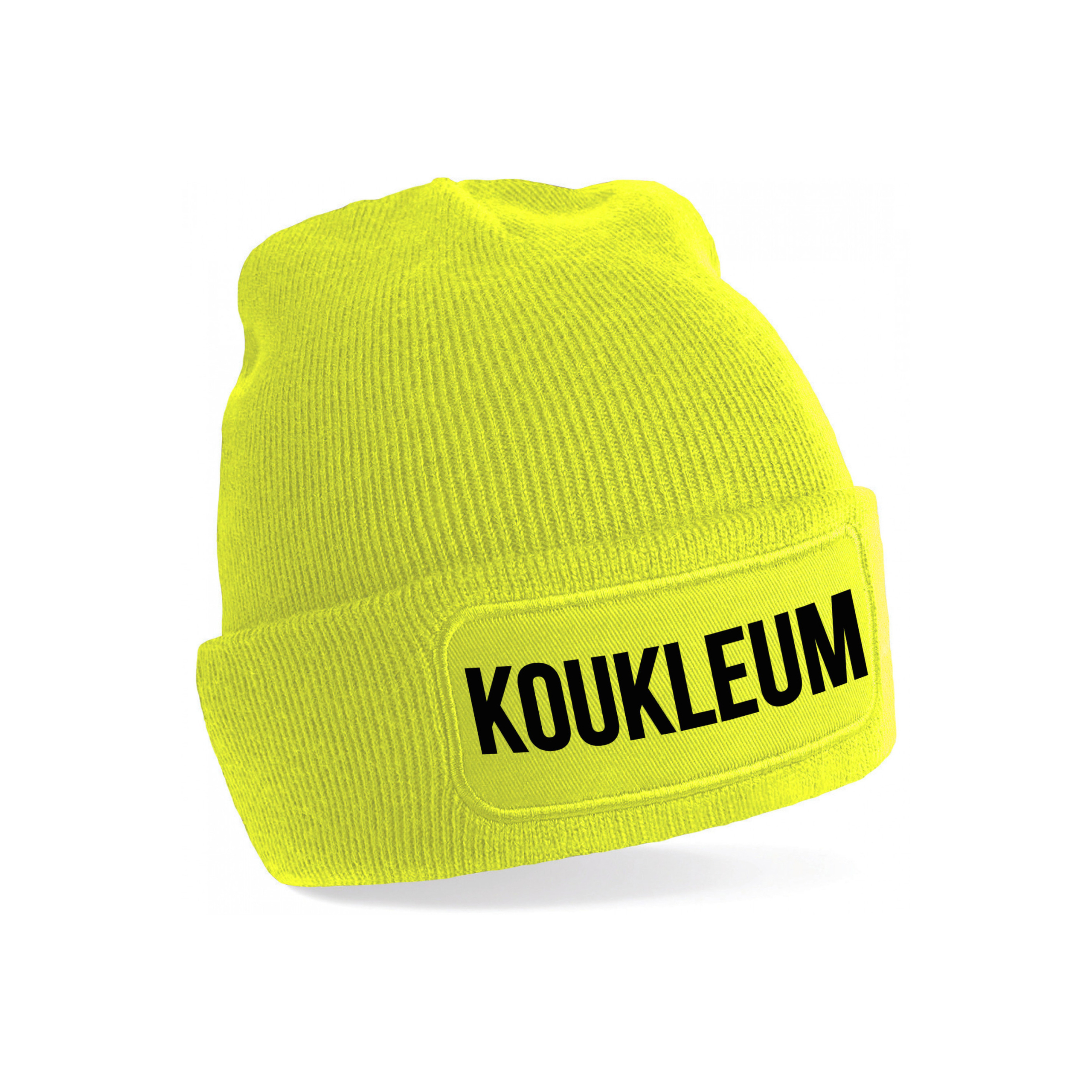 Bellatio Decorations Wintermuts - KOUKLEUM - unisex - one size - neon geel - damesmuts - herenmuts