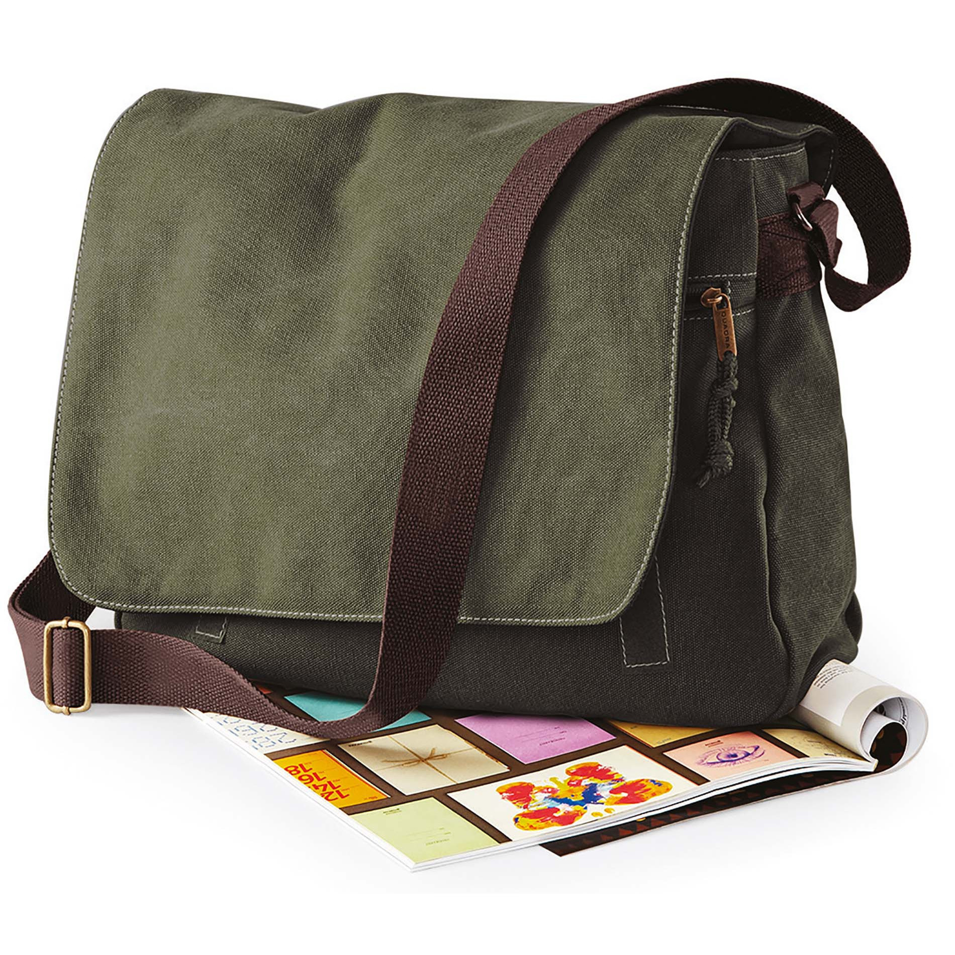 Quadra Schoudertas - donkergroen - 14 liter - 40x30x12 cm - documententas