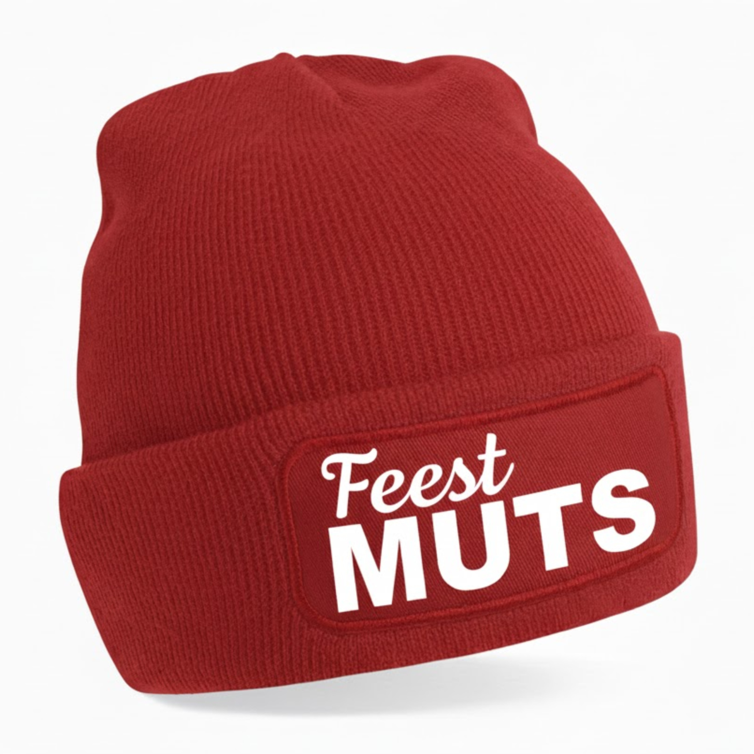 Apres ski muts voor volwassene - feest muts - rood - foute wintersport beanie