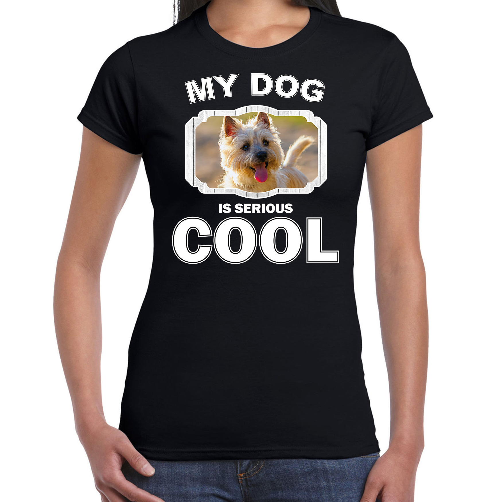 Cairn terrier honden t-shirt my dog is serious cool zwart voor dames