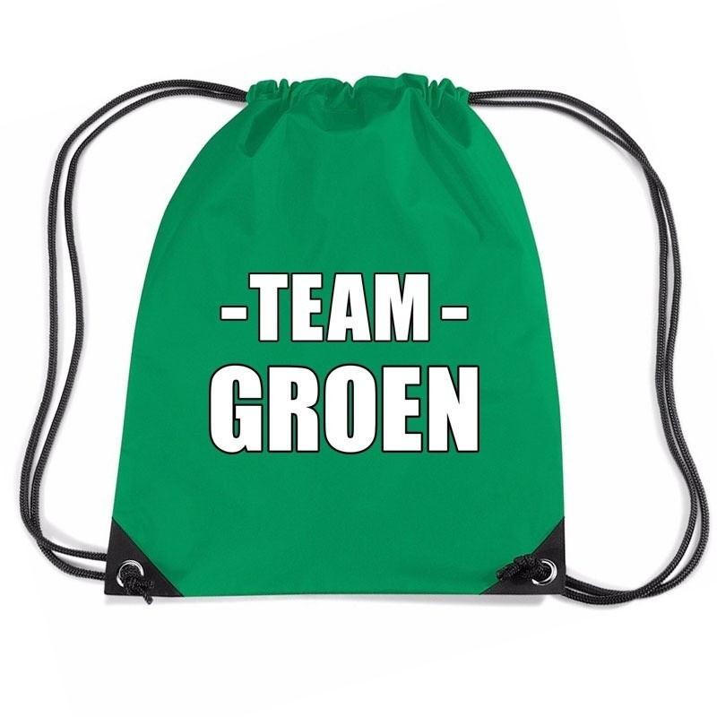 Sportdag tasje - Team groen - opberg rugtas/ sporttas - 11 Liter - 45x34 cm - div kleuren