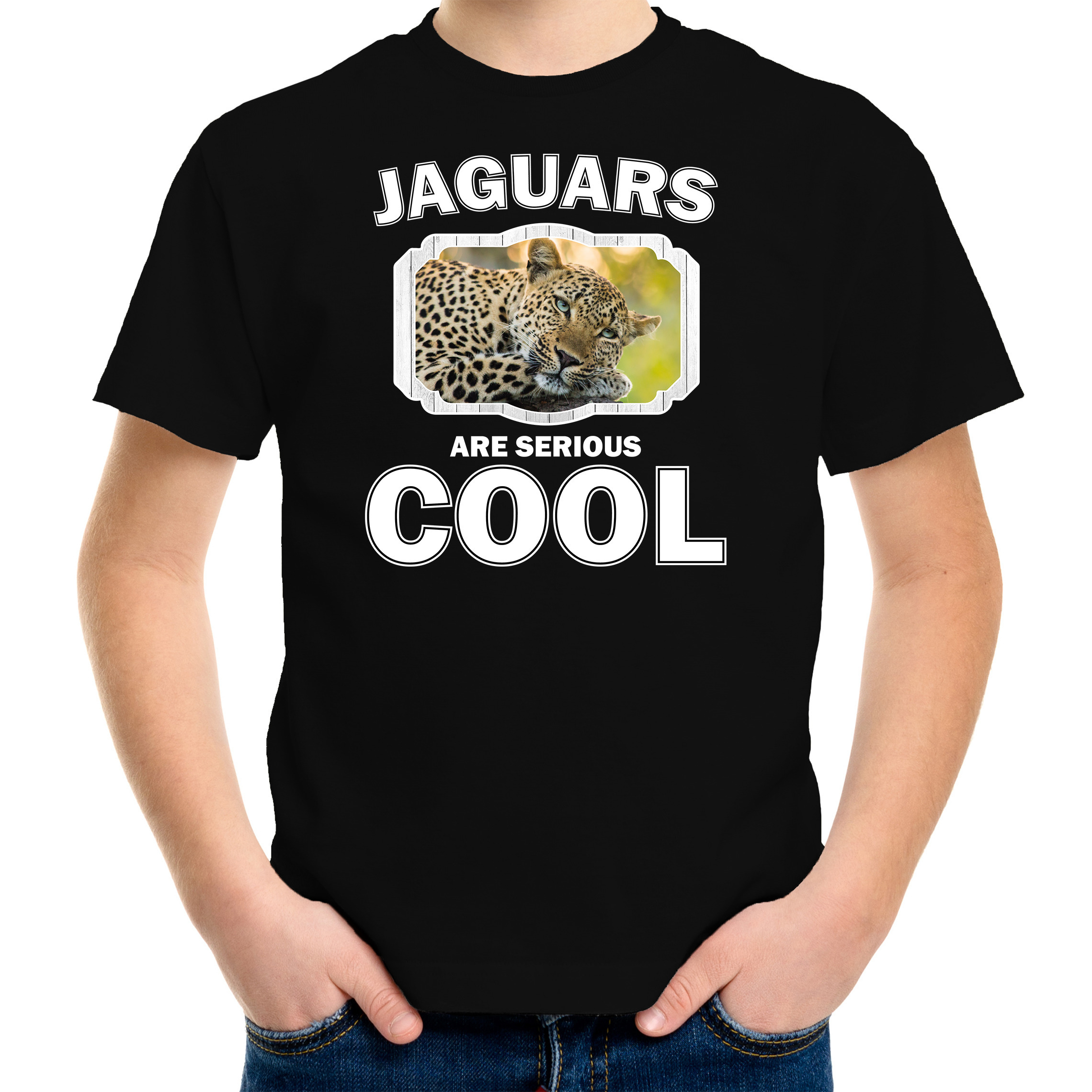 Dieren luipaard t-shirt zwart kinderen - jaguars are cool shirt jongens en meisjes