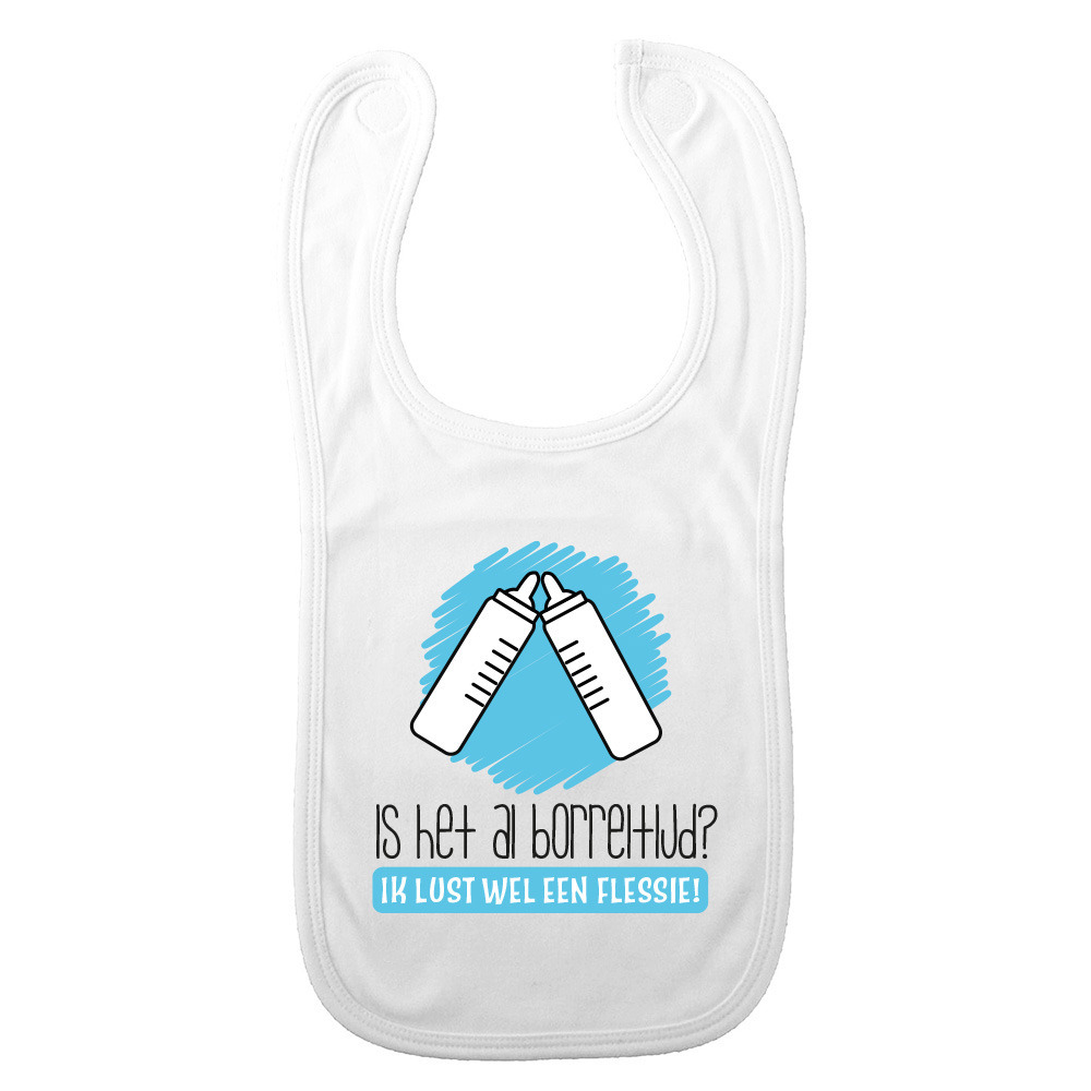 Baby slabbetje - blauw - flesje - kraam cadeau - slab/morsdoek