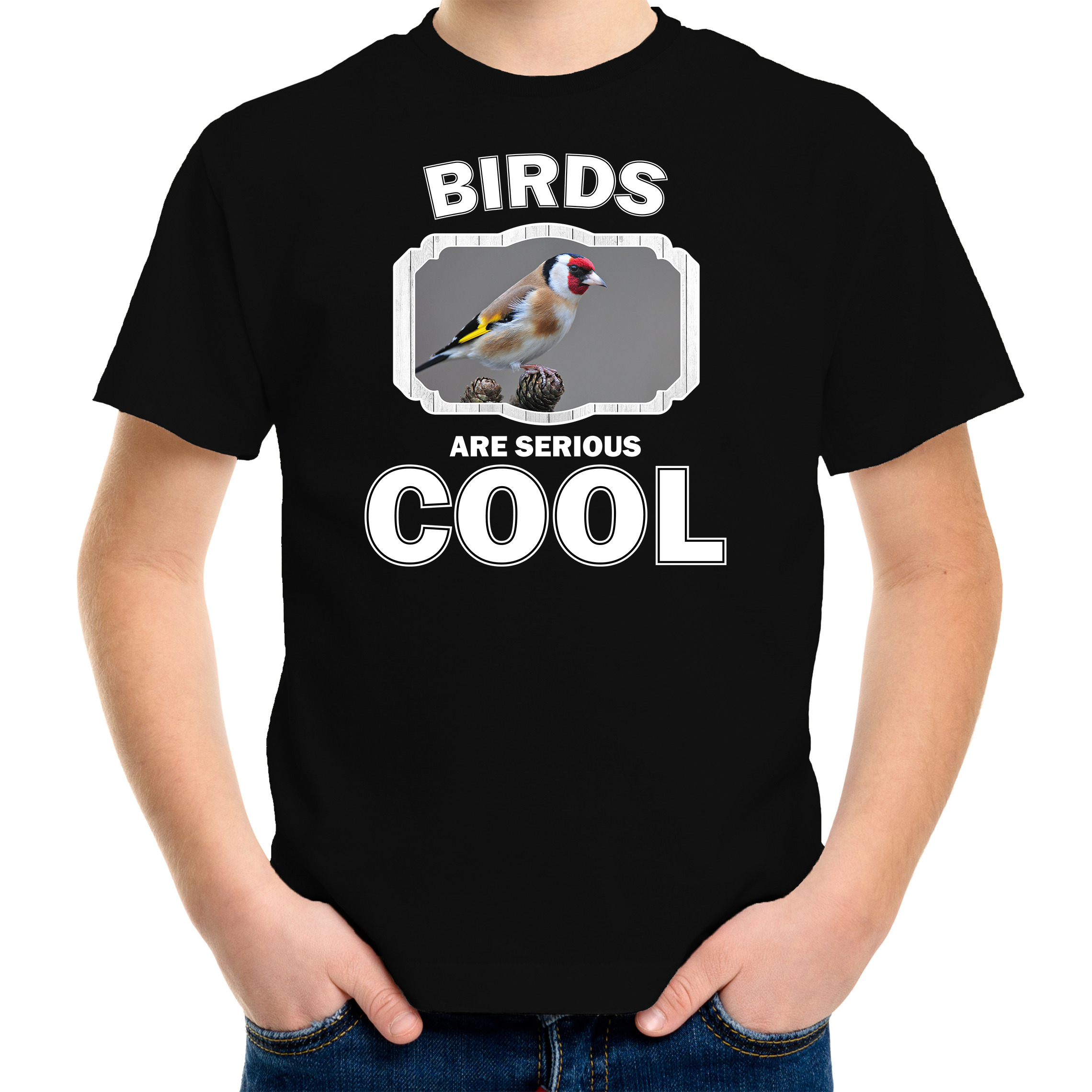 Dieren putter vogel t-shirt zwart kinderen - birds are cool shirt jongens en meisjes