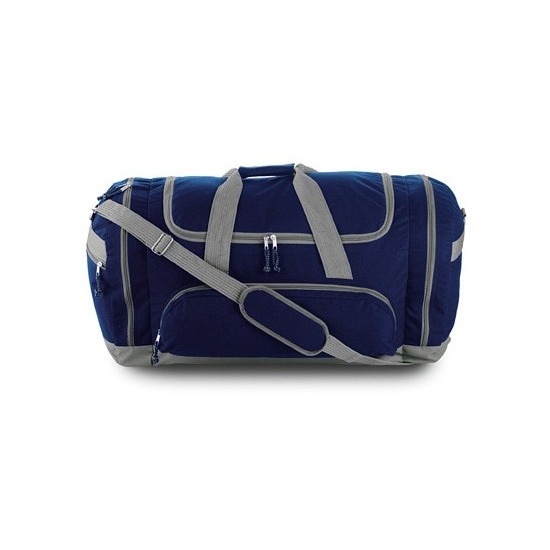Sporttas - 69 x 34 x 36 cm - 4 vakken - blauw/grijs - reistas met draagriem