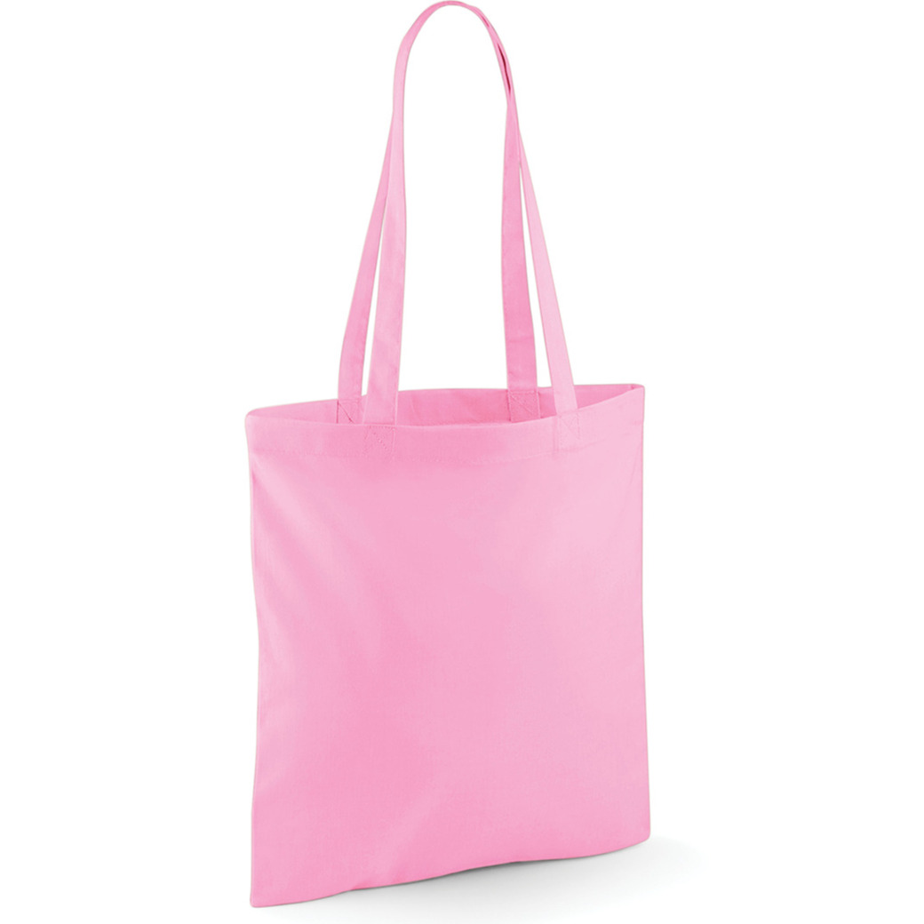 Draagtasje met hengsels - lichtroze - 42 x 38 cm - katoen - 10 liter - boodschappen - gymtas