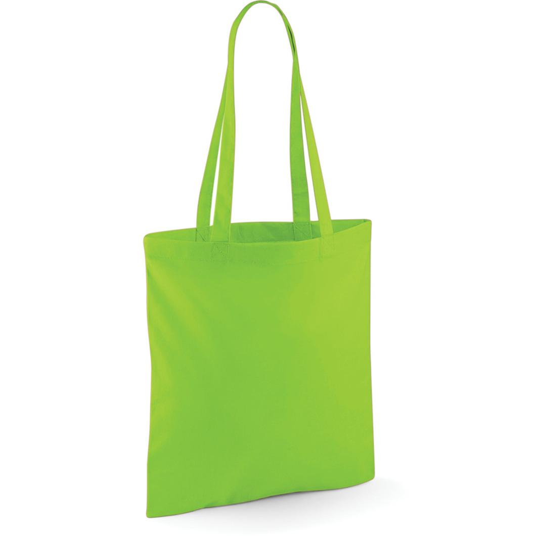 Draagtasje met hengsels - lime groen - 42 x 38 cm - katoen - 10 liter - boodschappen - gymtas