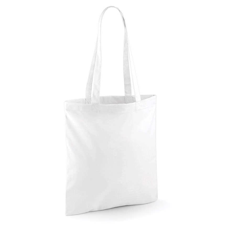 Draagtasje met hengsels - wit - 42 x 38 cm - katoen - 10 liter - boodschappen - gymtas