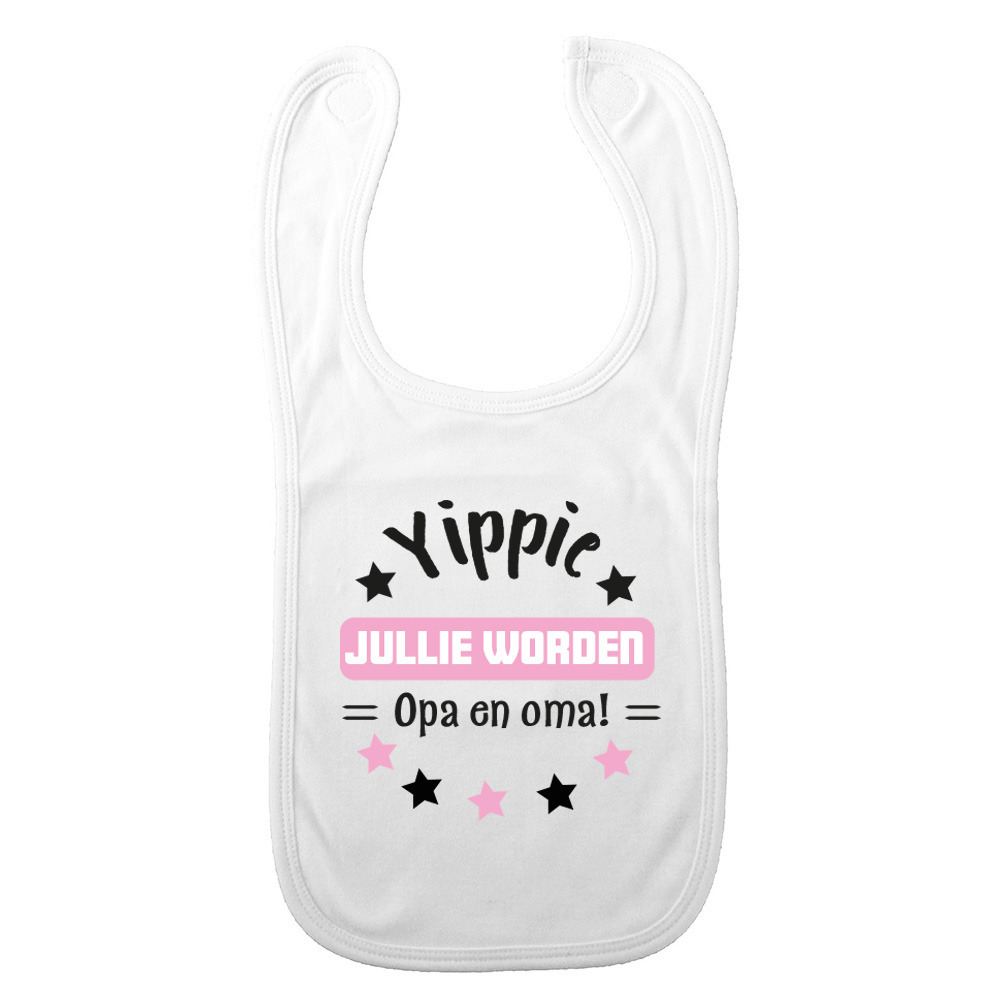 Baby slabbetje - roze - opa en oma - kraam cadeau - slab/morsdoek - zwangerschap