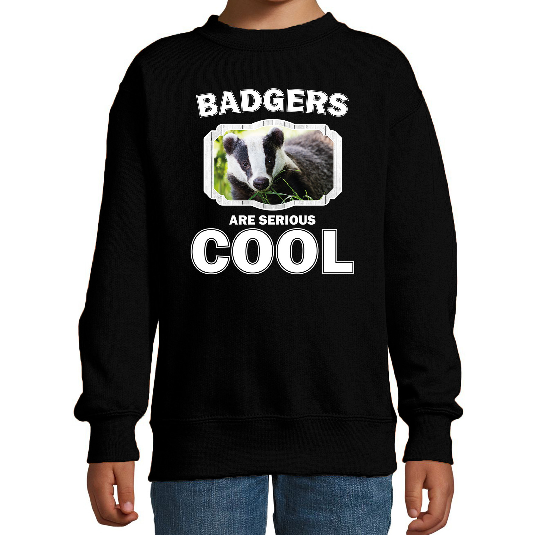 Dieren das sweater zwart kinderen - badgers are cool trui jongens en meisjes