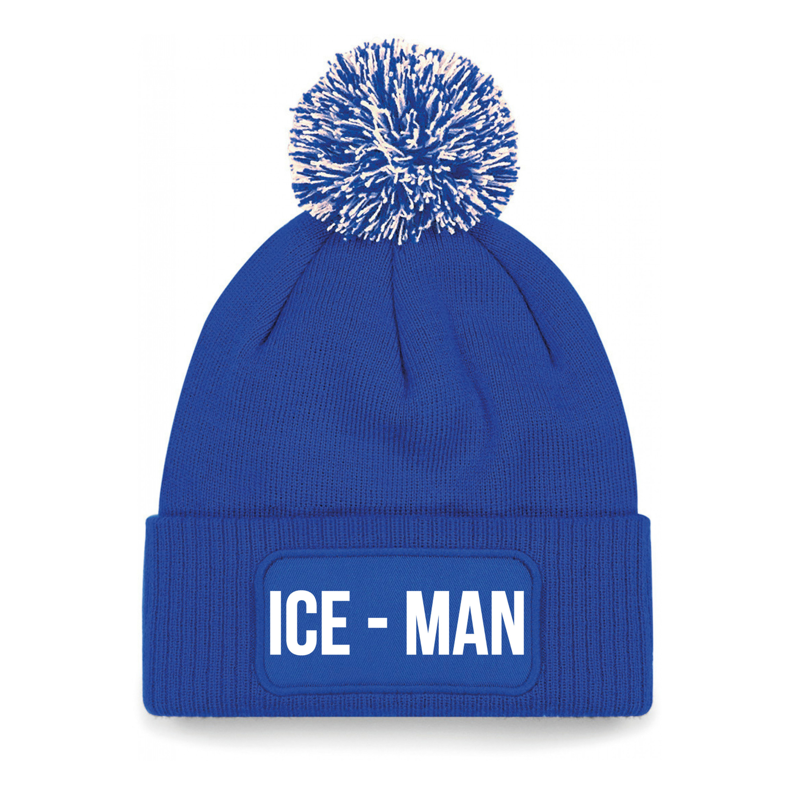 Ice-man muts met pompon - unisex - one size - blauw - apres-ski muts