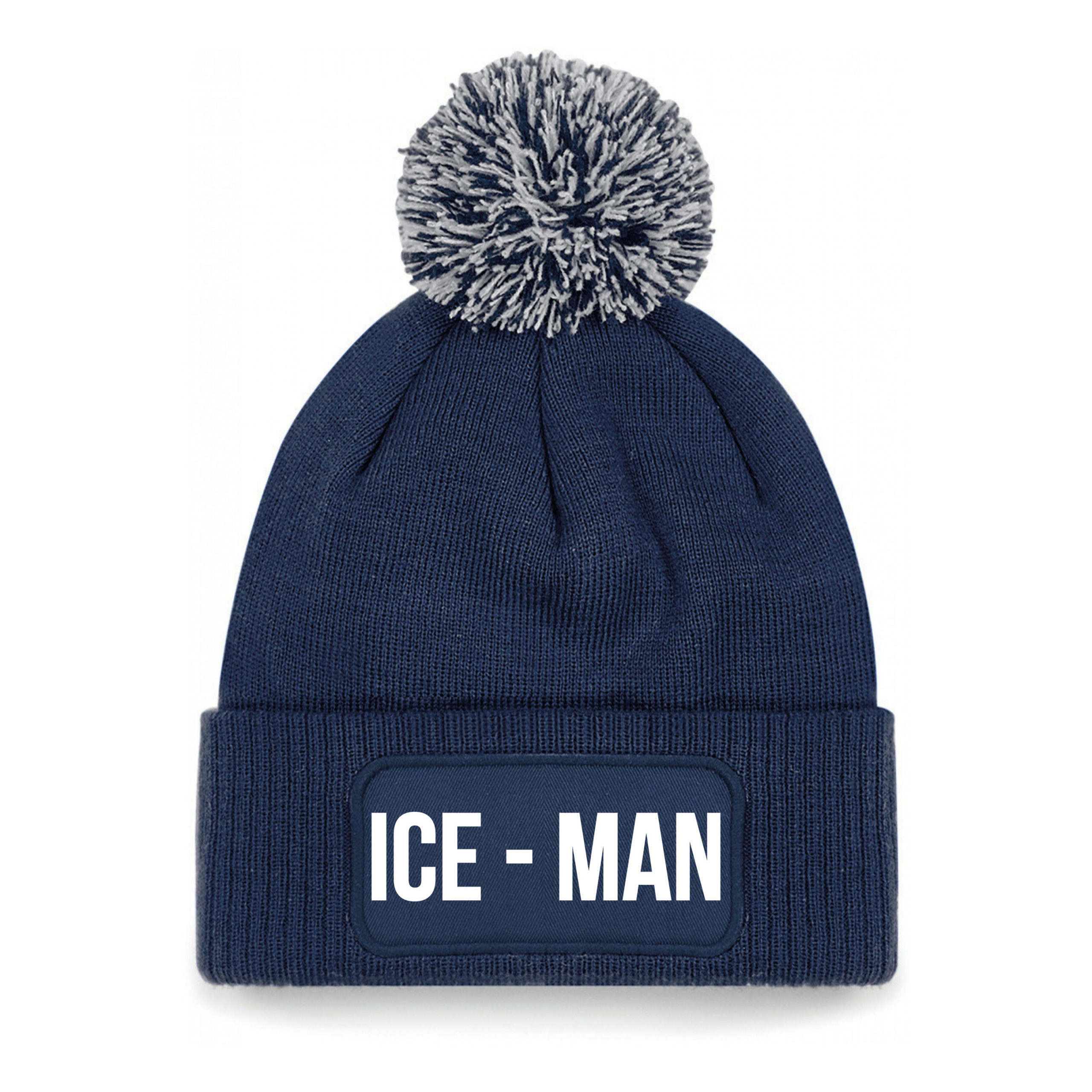 Ice-man muts met pompon - unisex - one size - navy - apres-ski muts