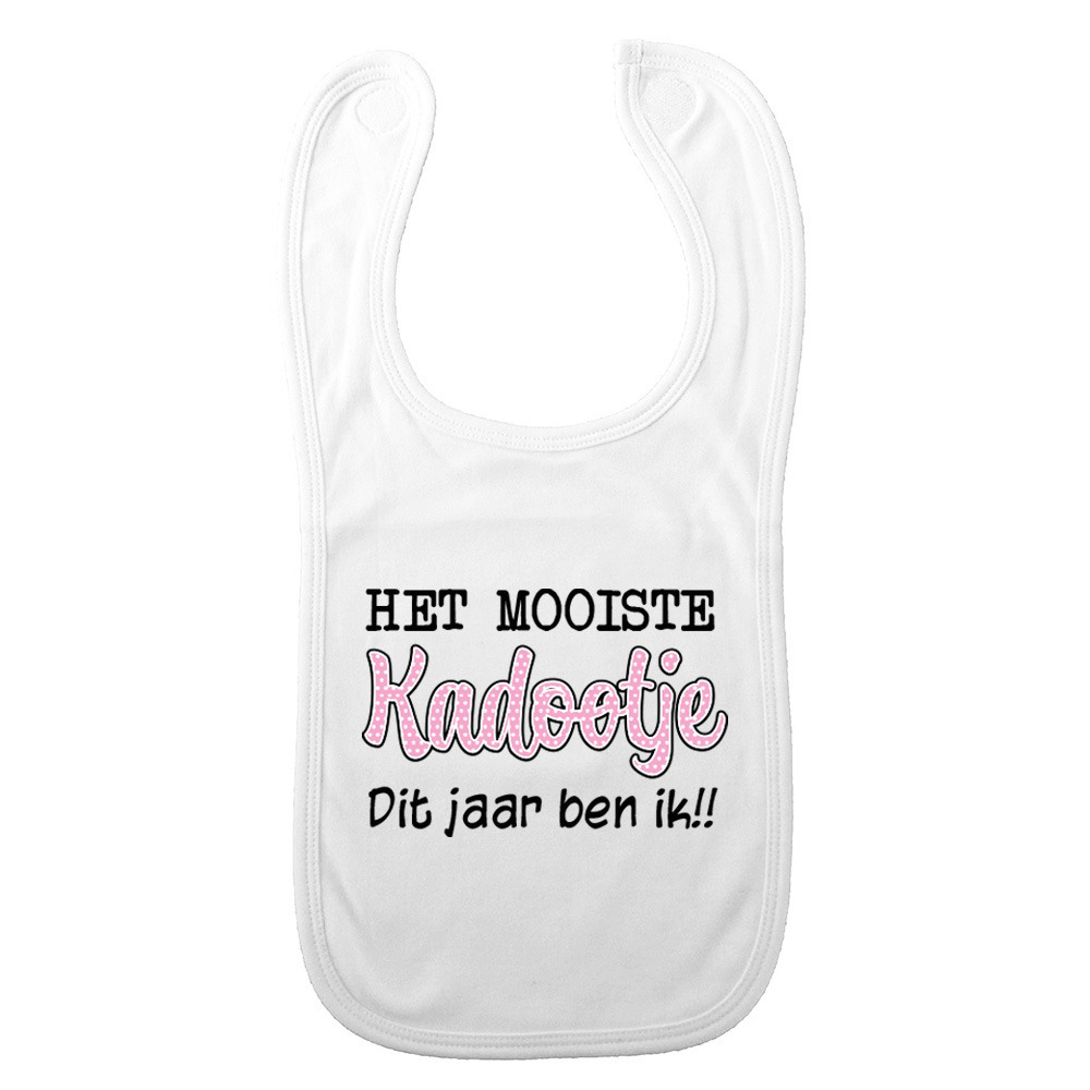 Baby slabbetje - roze - het mooiste kadootje ben ik - kraam cadeau - slab/morsdoek