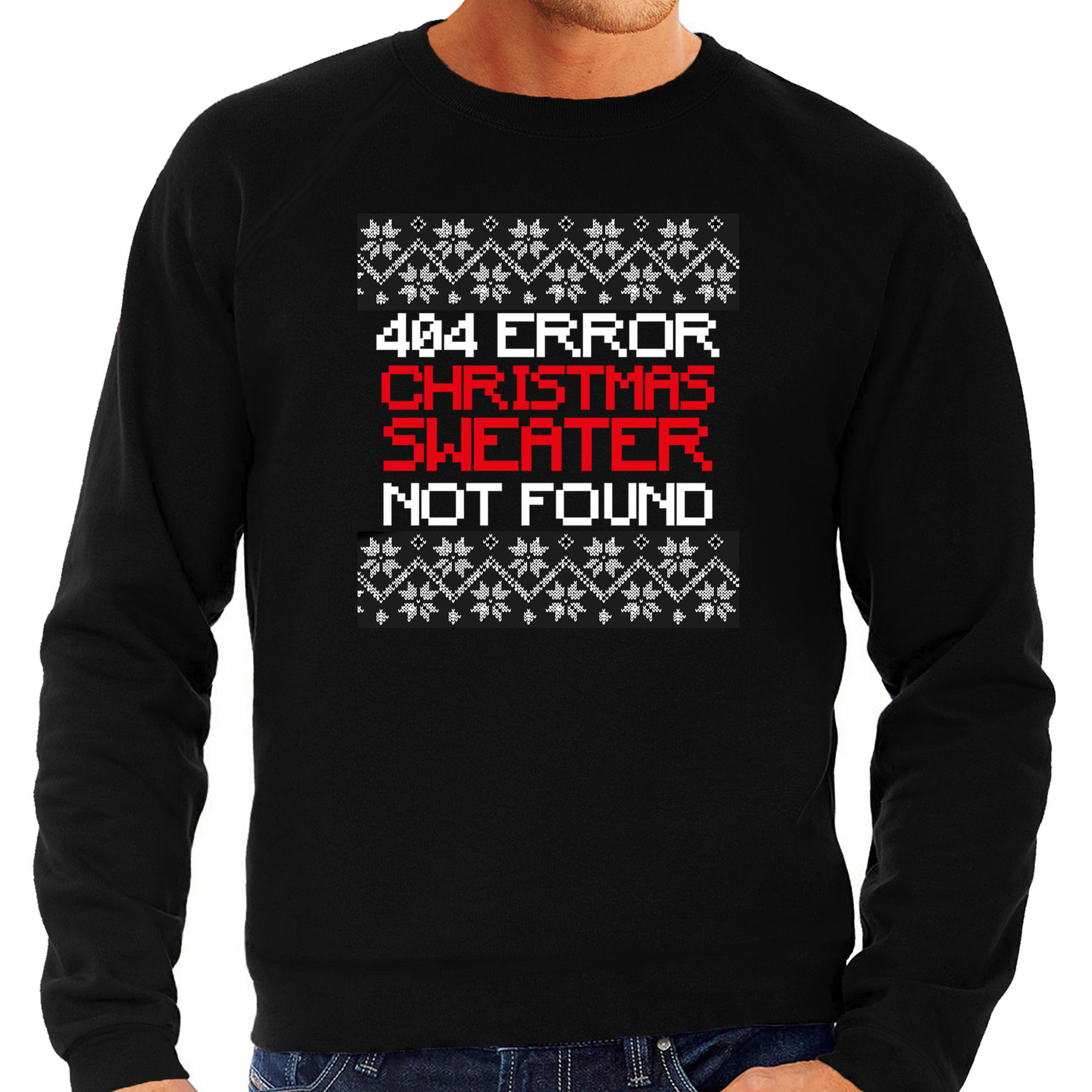Foute Kersttrui 404 error - Kerst sweater - zwart - voor heren