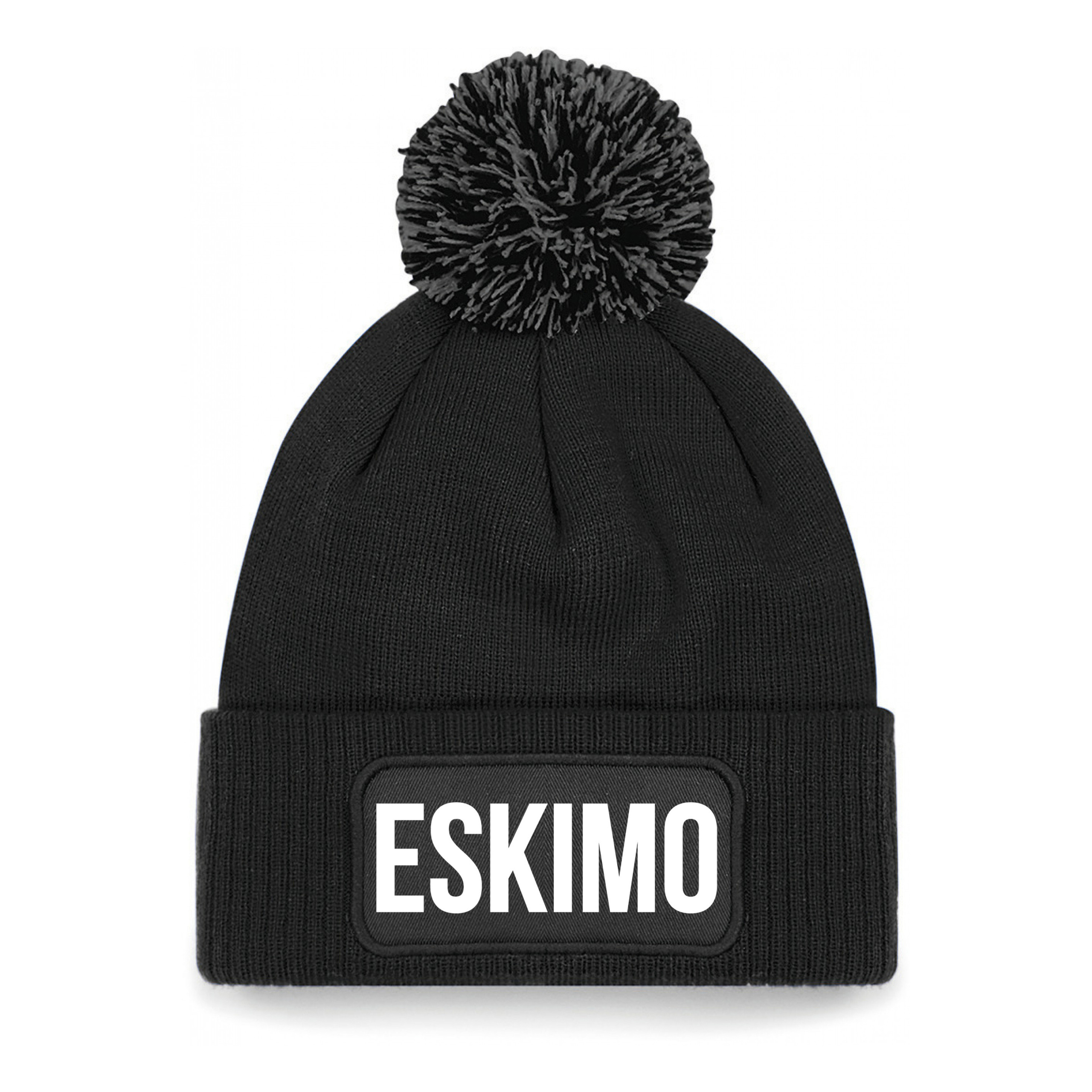 Eskimo muts met pompon unisex one size - zwart