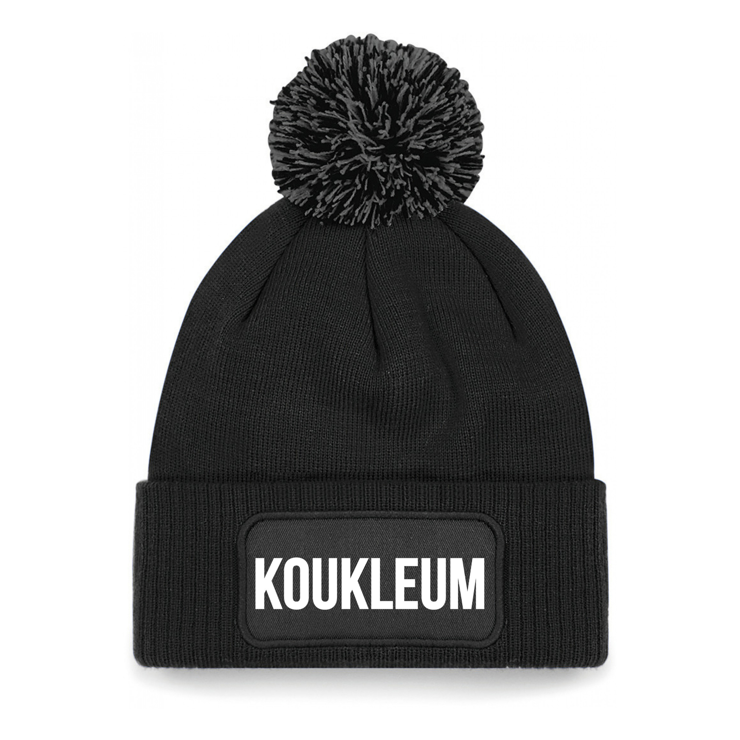 Koukleum muts met pompon unisex one size - zwart
