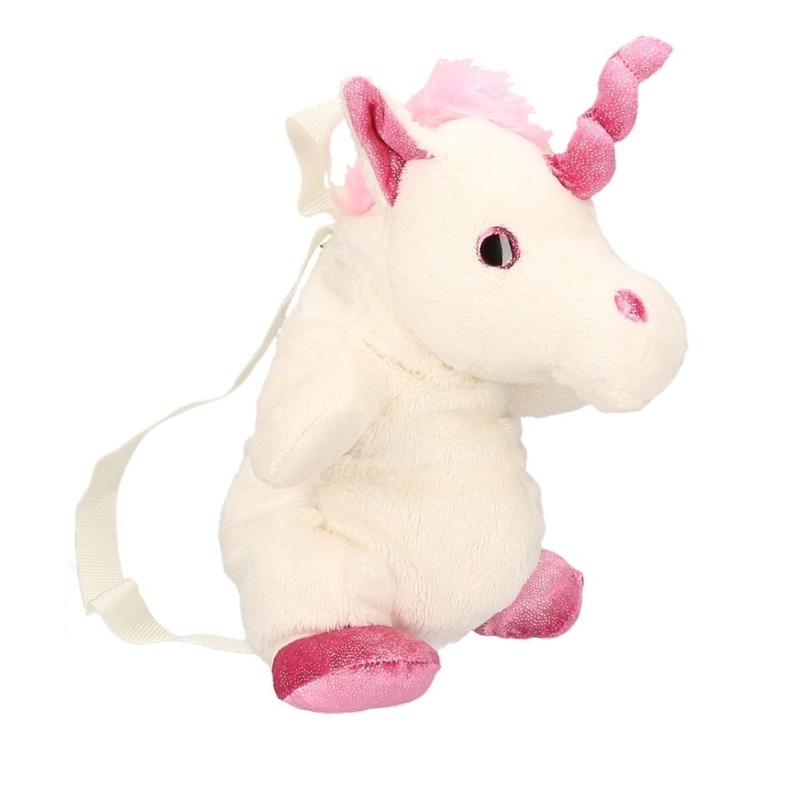Rugzak - unicorn - Wit - zachte pluche - 33 x 18 cm - eenhoorn