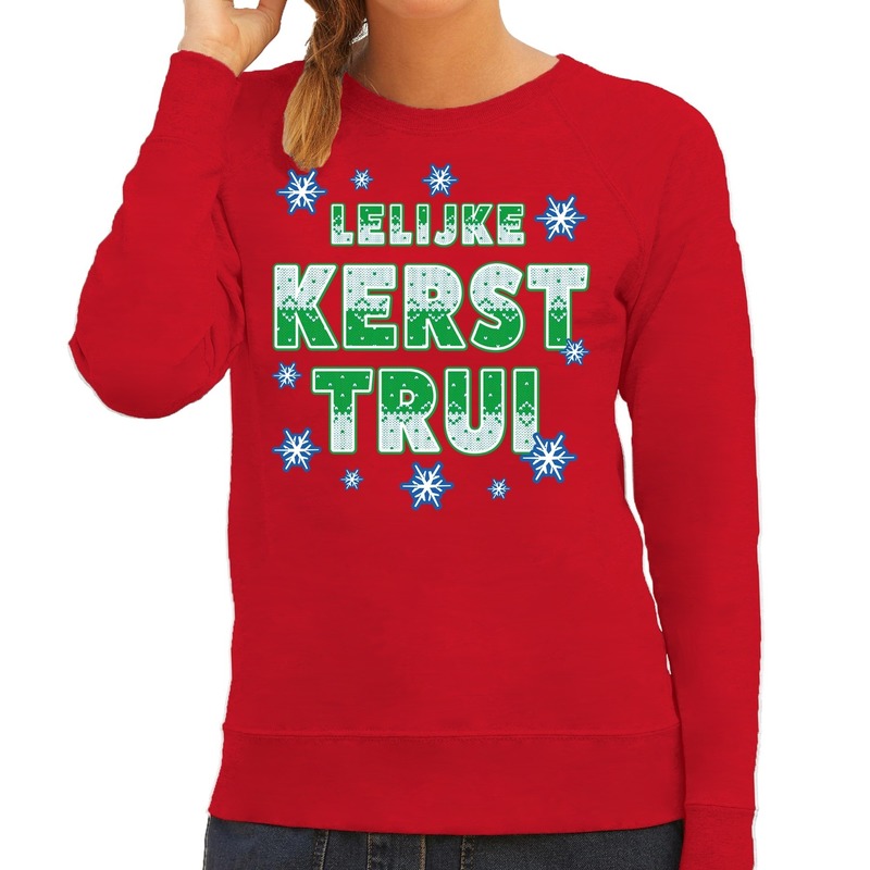 Foute kersttrui - sweater - Mijn foute kersttrui zit in de was - rood - dames - kerstkleding