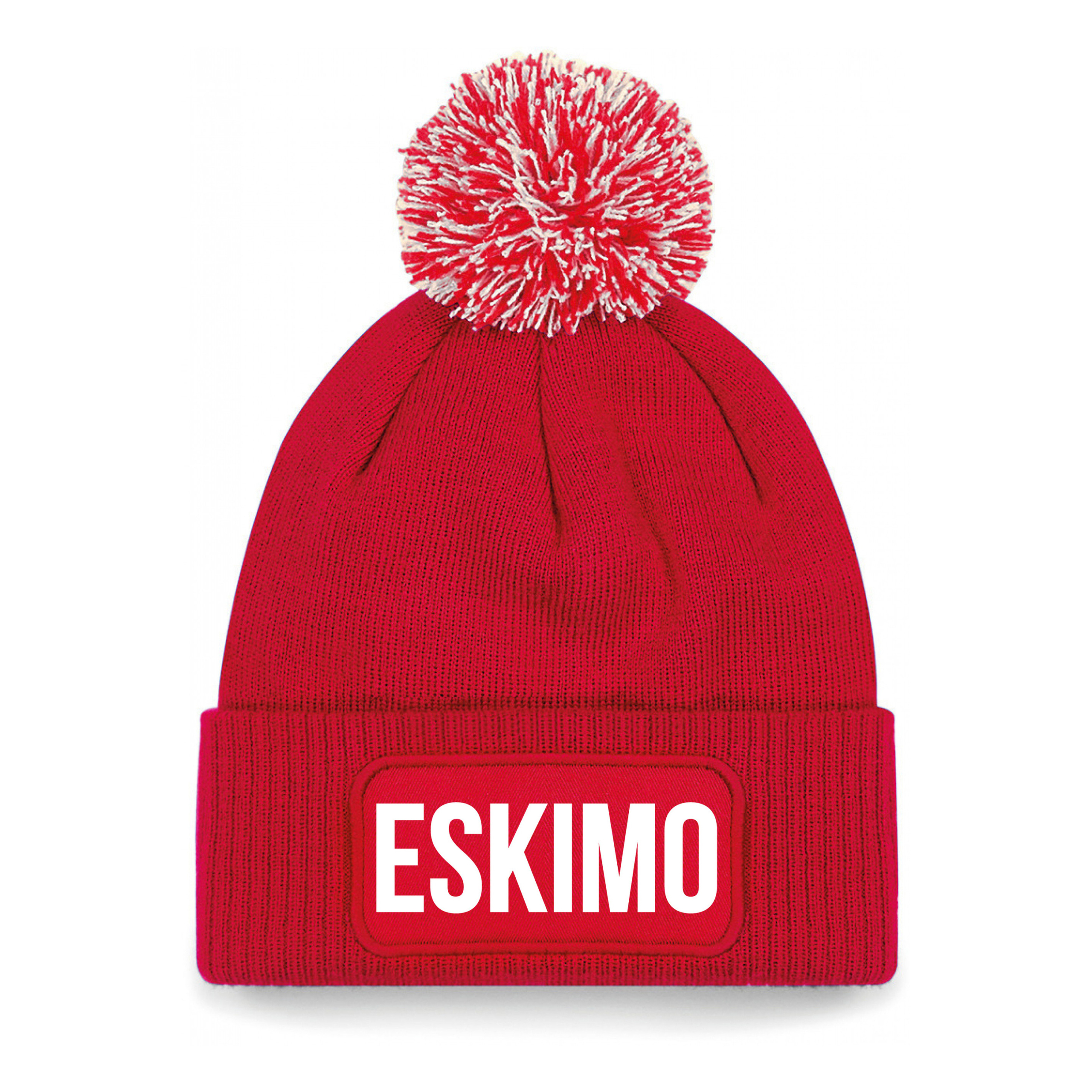 Eskimo muts met pompon unisex one size - Rood