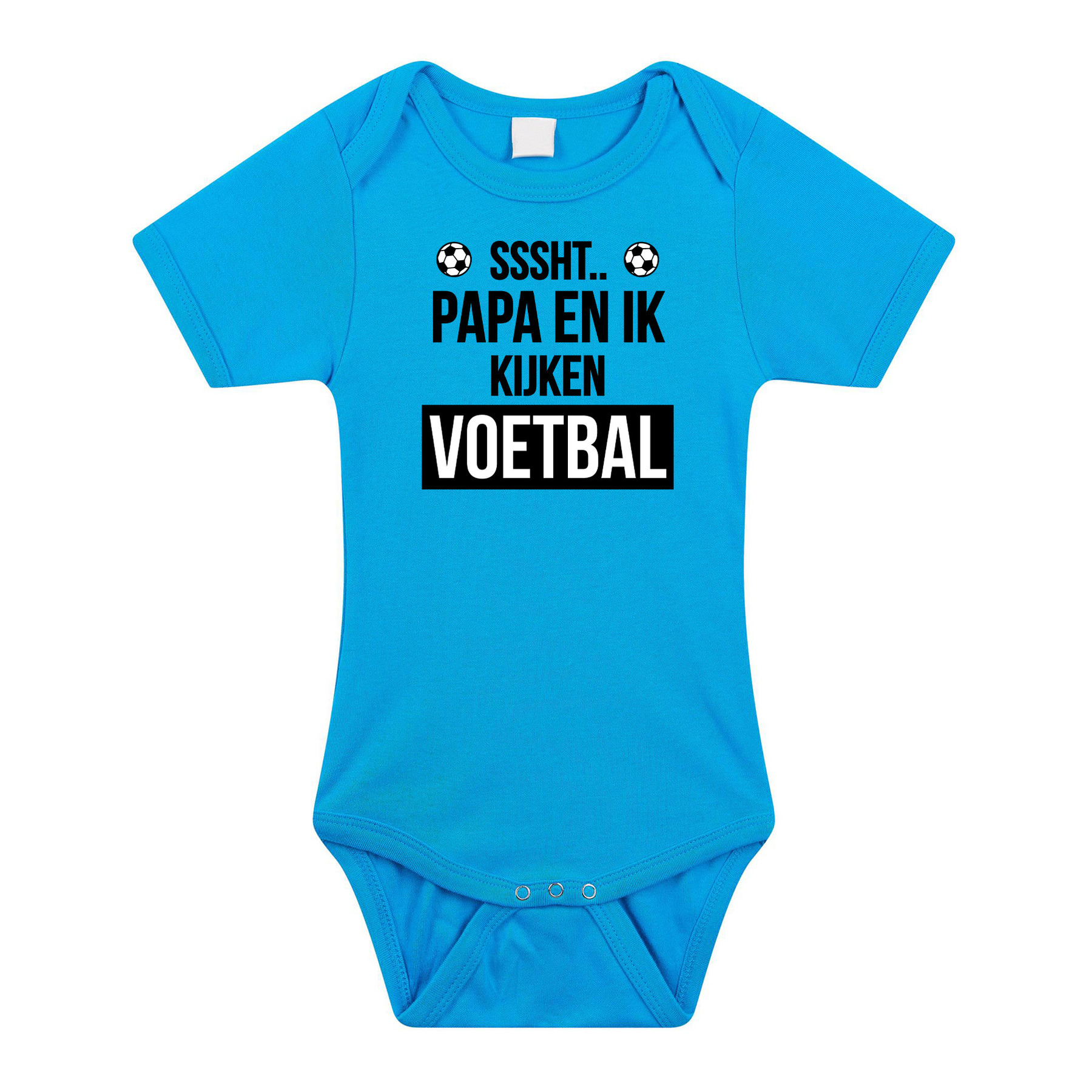 Sssht kijken voetbal - cadeau baby rompertje - blauw - jongens - EK / WK supporter