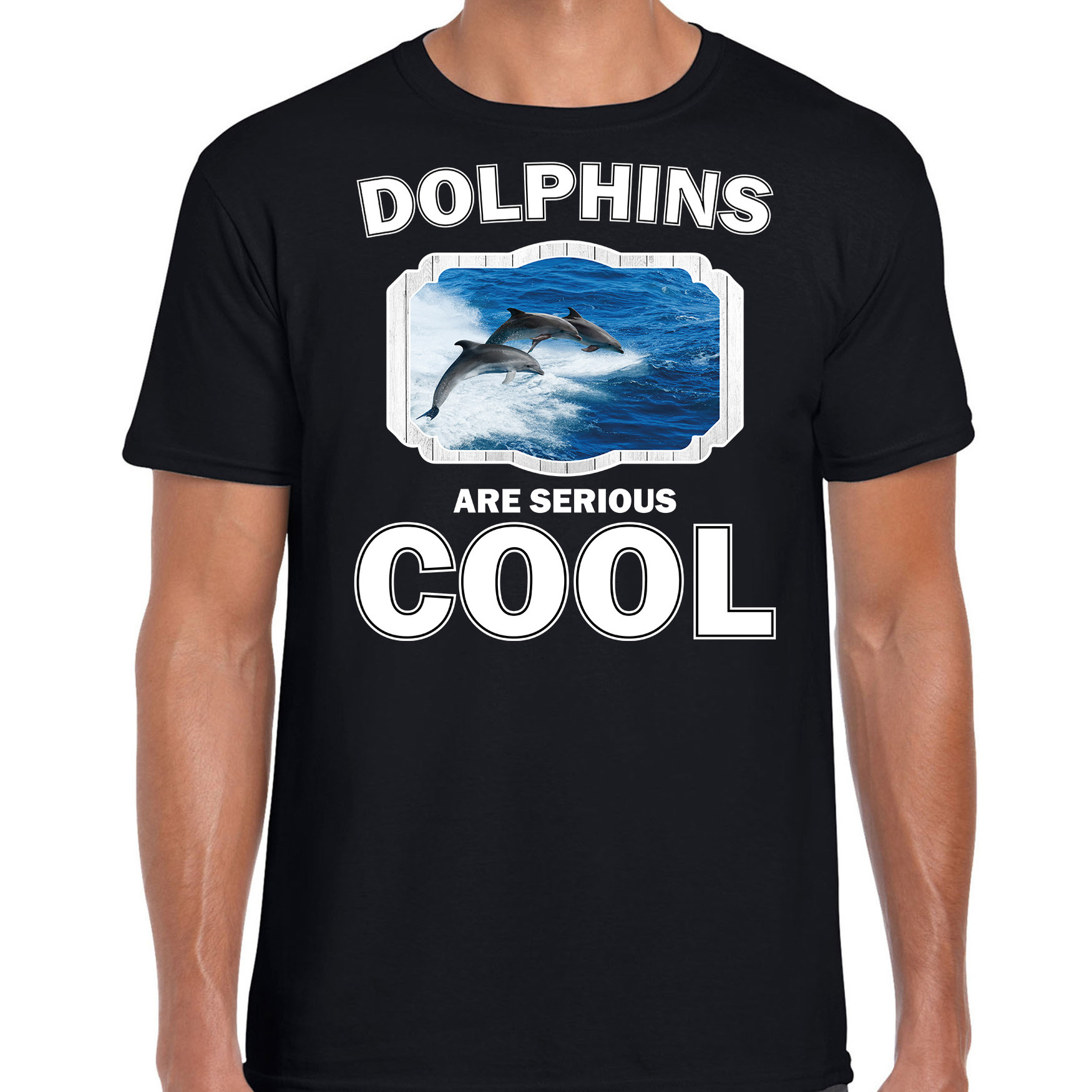 Dieren dolfijn groep t-shirt zwart heren - dolphins are cool shirt