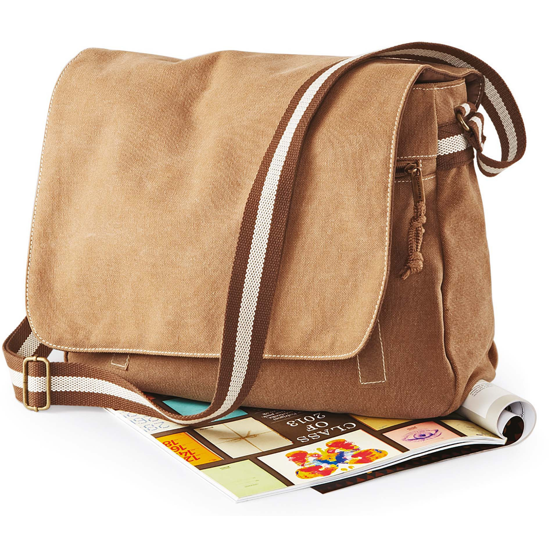 Quadra Schoudertas - khaki - 40x30x12 cm - 14 liter - vintage look documenten tas