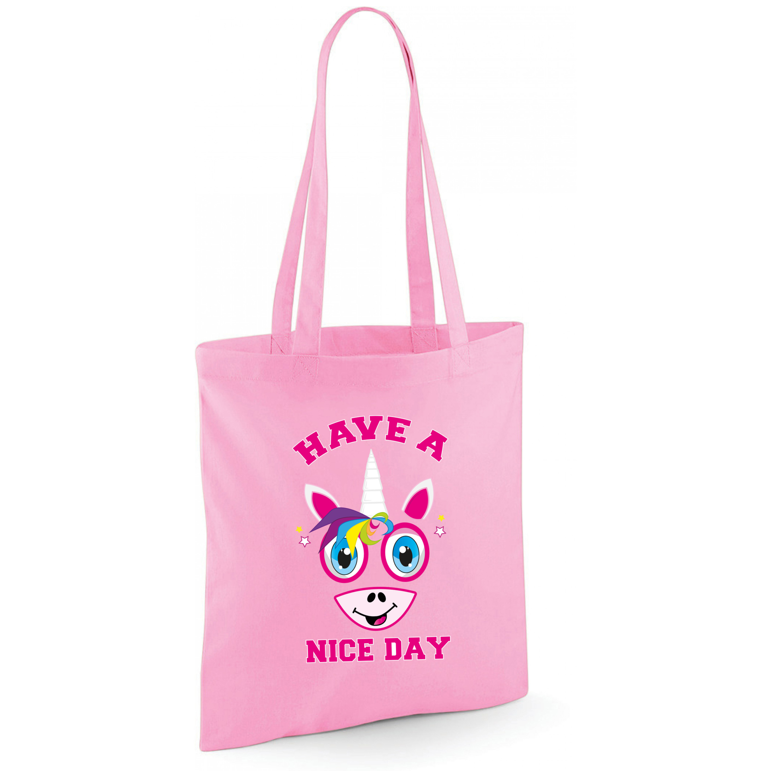 Schoudertas meisjes - eenhoorn - lichtroze - have a nice day - 42 x 38 cm - shopper/tote bag