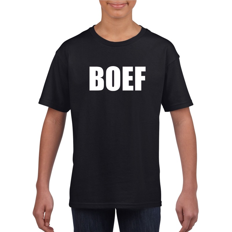 Boef tekst verkleedkleding t-shirt - zwart - voor kinderen - korte mouwen - Boeven