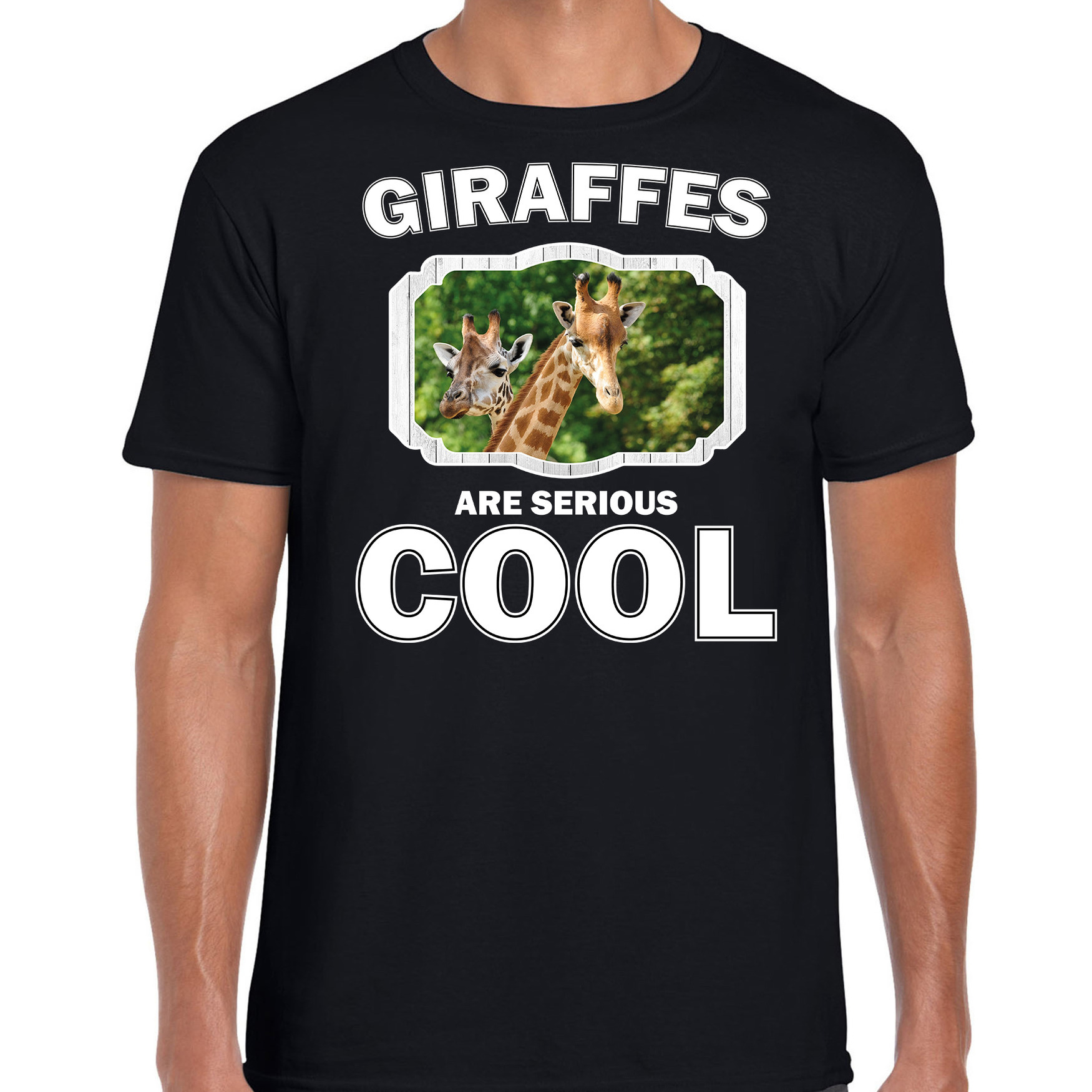 Dieren giraffe t-shirt zwart heren - giraffes are cool shirt