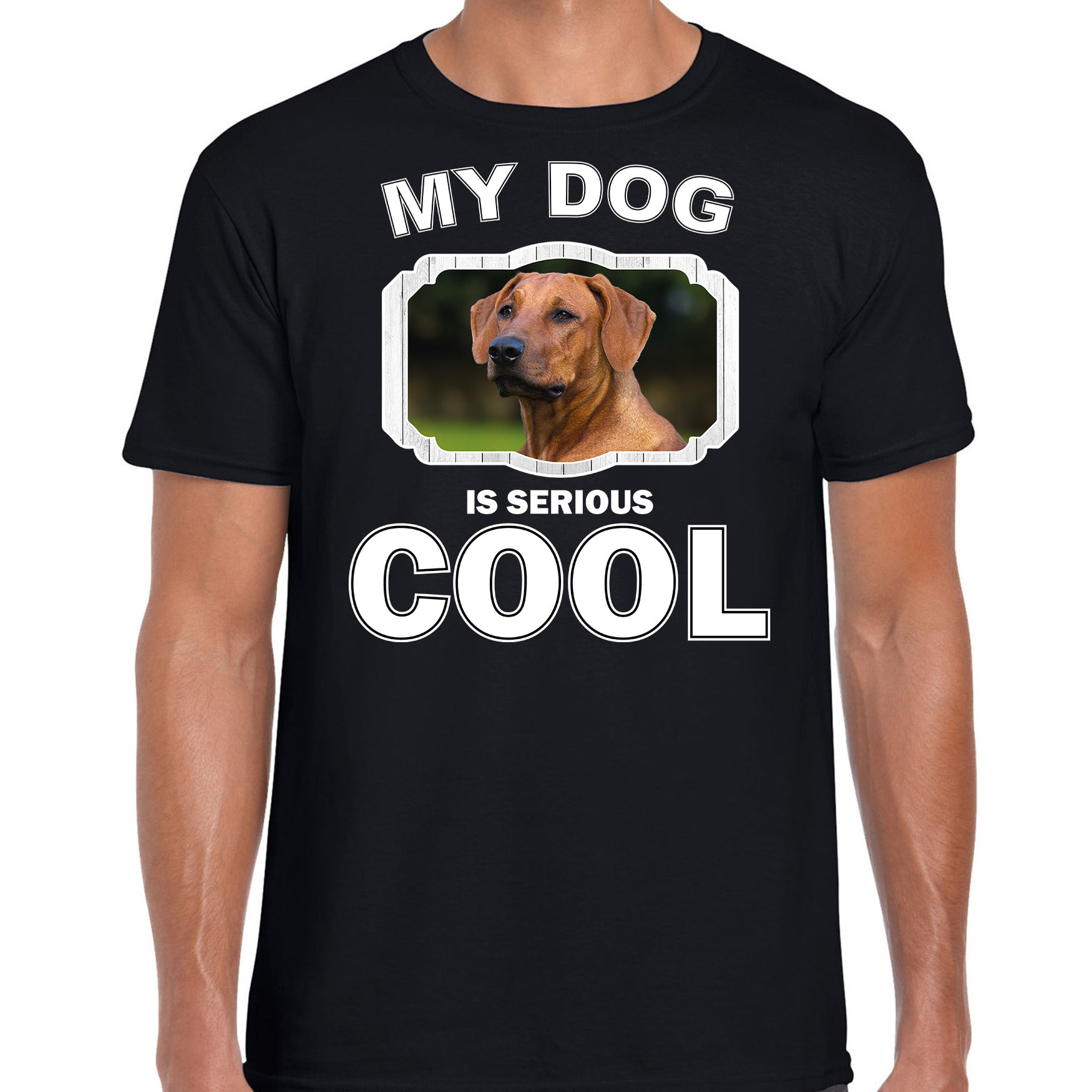 Rhodesische pronkrug honden t-shirt my dog is serious cool zwart voor heren