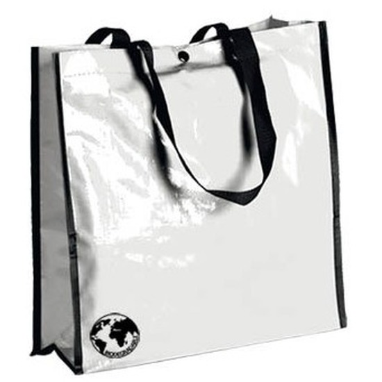 Shopper boodschappen opberg tas - wit - 38 x 38 cm - Glimmende boodschappentassen